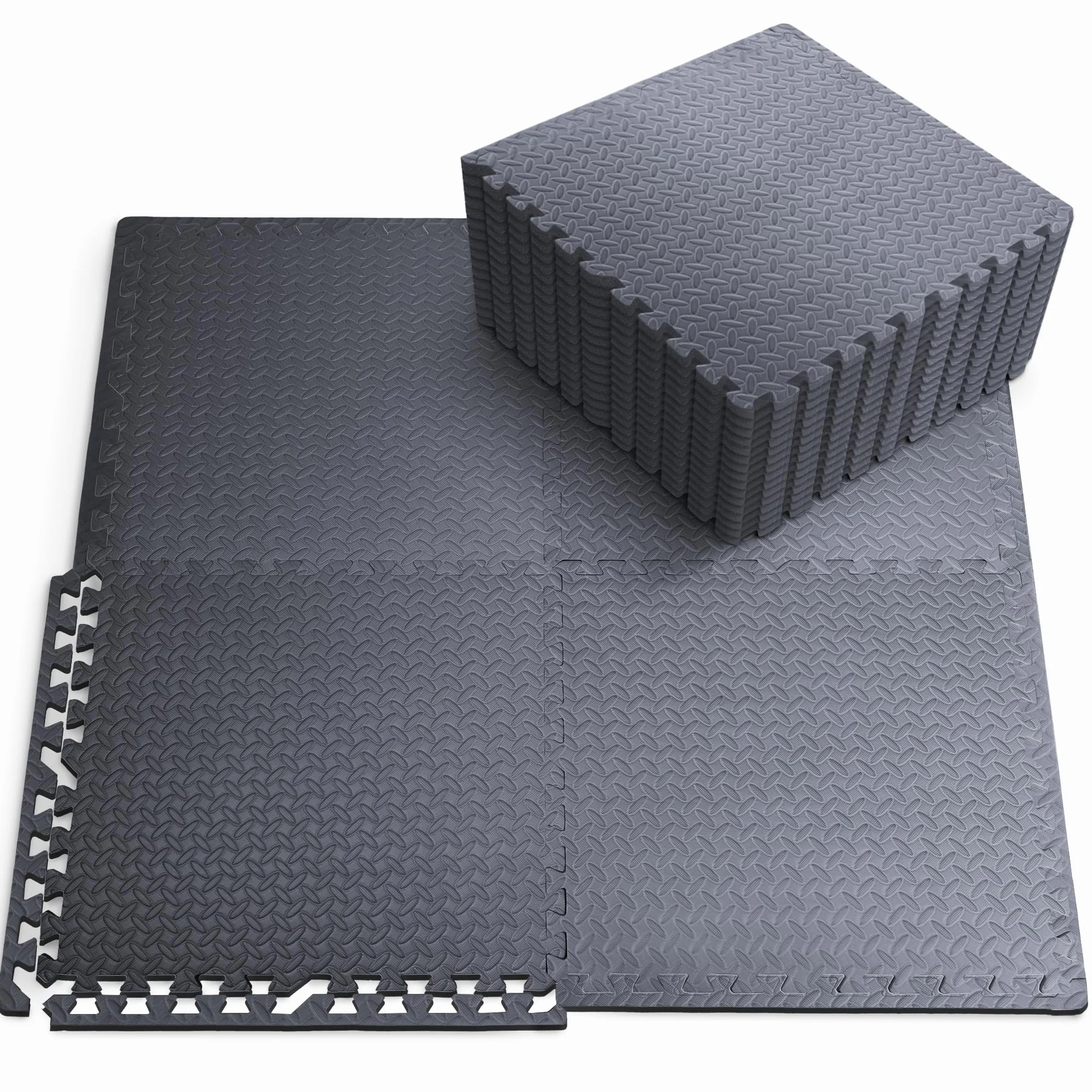 KAYMAN 4-pak (60 x 60 cm) maty podłogowe na siłownię, łączące, piankowe płytki podłogowe do ćwiczeń w domu, studia, ciężarów, ćwiczeń i jogi, szare