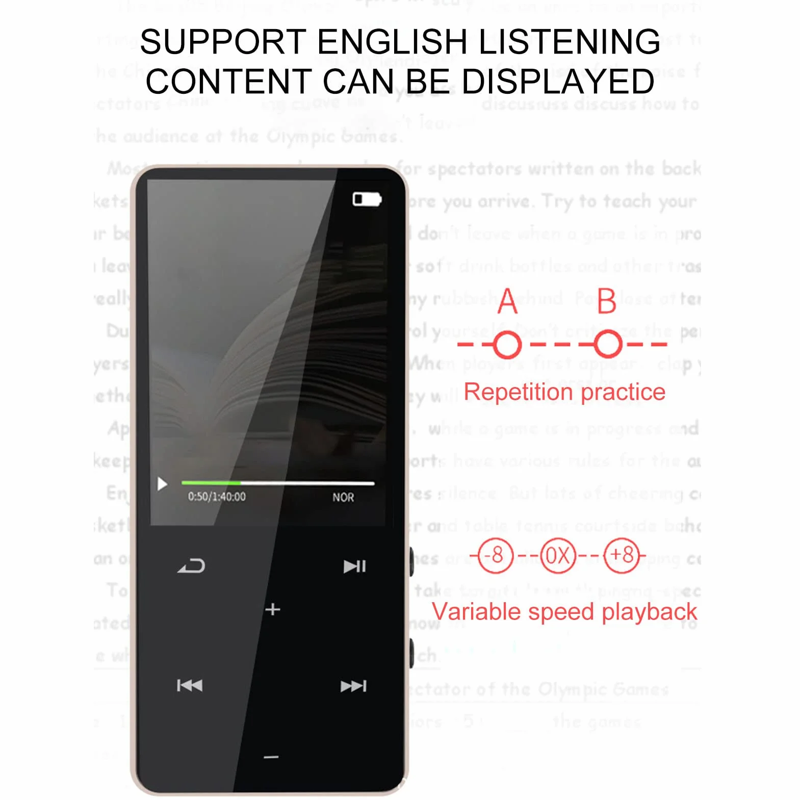 Odtwarzacz MP3 Bluetooth 5.0 Dotykowy Ekran MP4, 30h Muzyki, Bezstratny Dźwięk HiFi Przenośny
