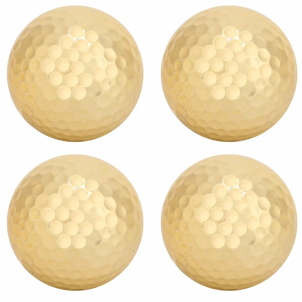 Złote Piłki Golfowe Pozłacane Dwuwarstwowe 4 szt. Akcesoria Golfowe