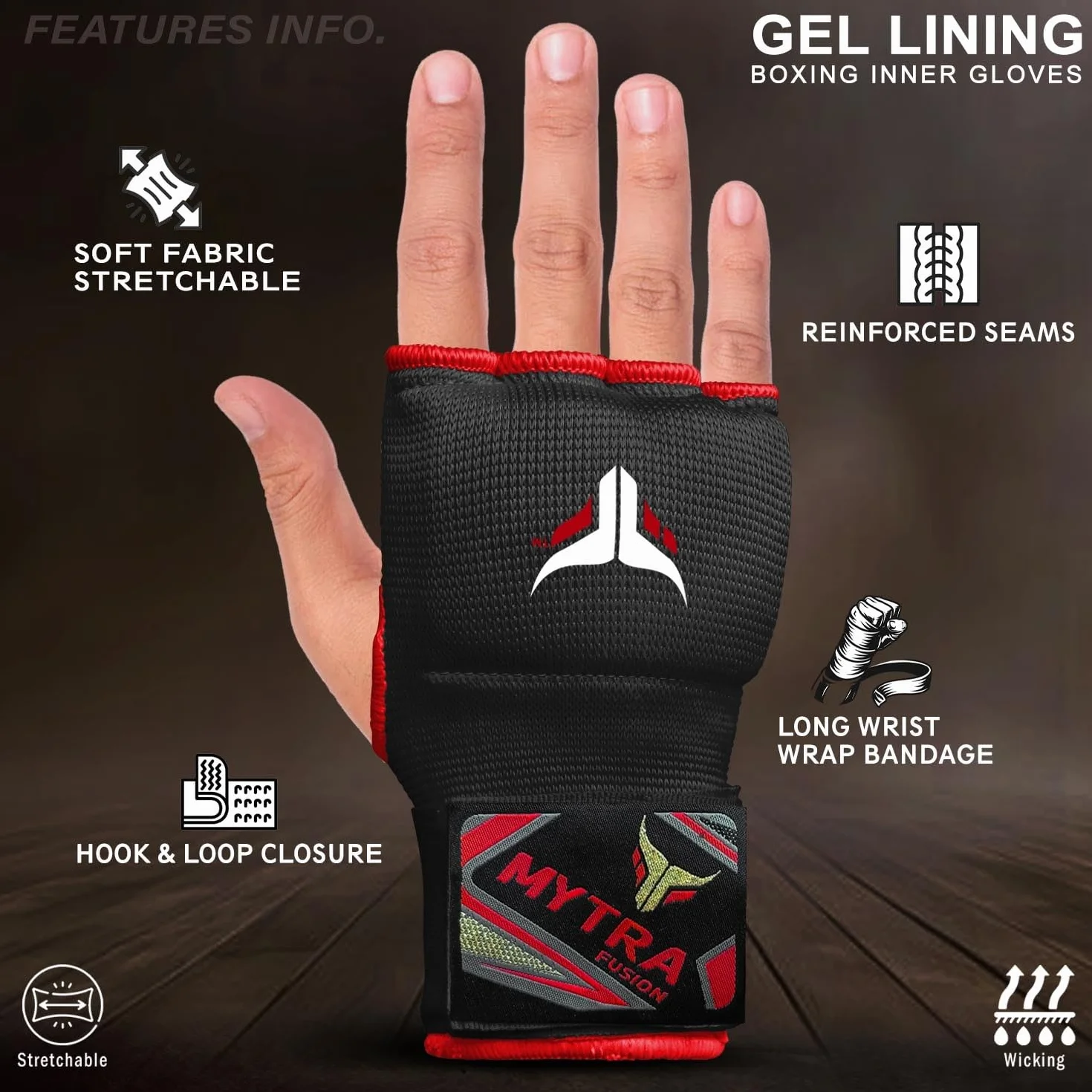 Mytra Fusion Kids Hybrid Boxing Inner Gloves Punching Boxing MMA Muay Thai Gym Workout Gel Inner Gloves