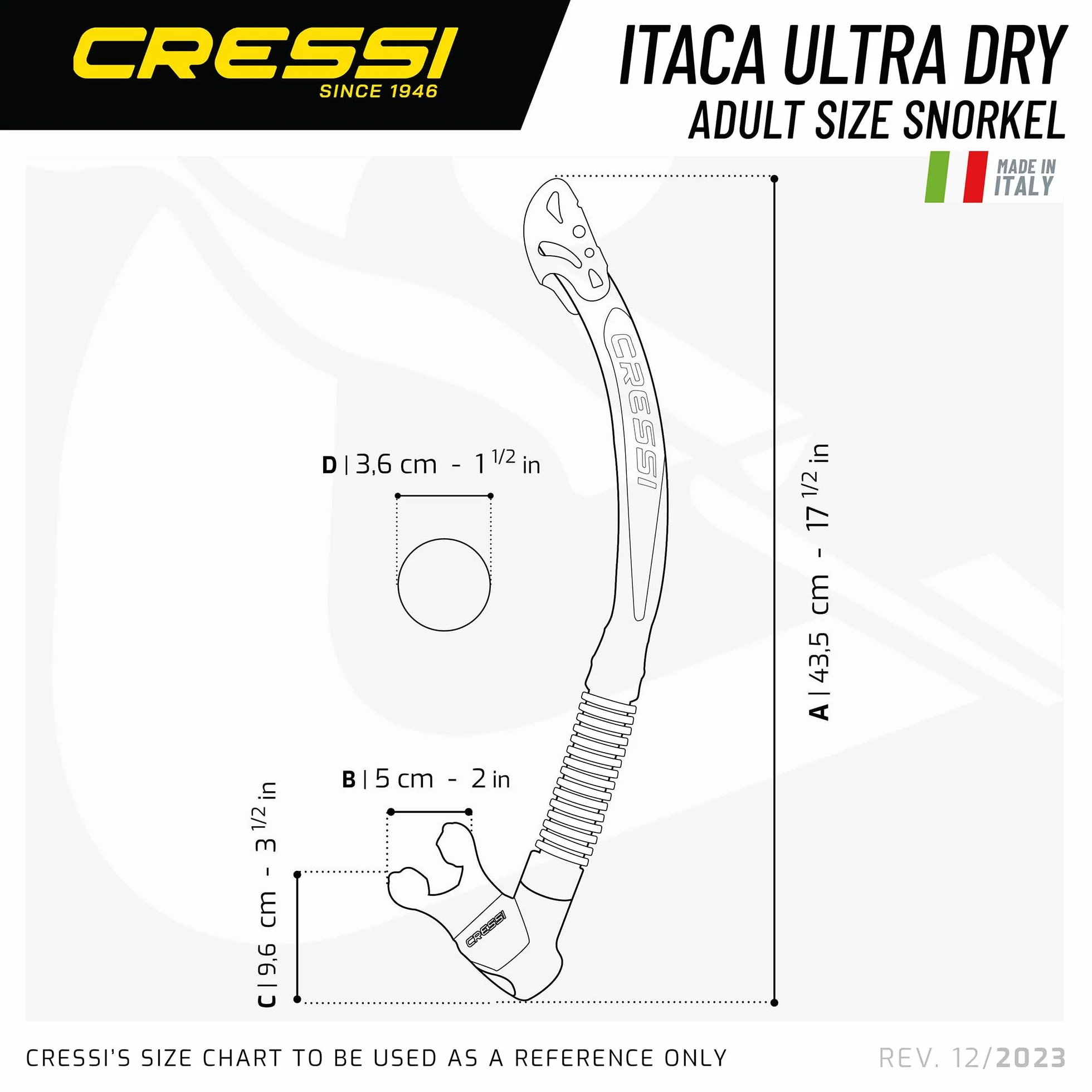 CRESSI Ithaca Ultra Snorkel Suchy Snorkel Unisex Dorośli
