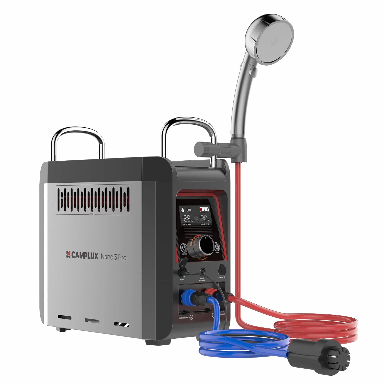 CAMPLUX Nano 3 Pro-DE Aquecedor de Água a Gás Portátil 3 L/min Butano/Propano 50mbar