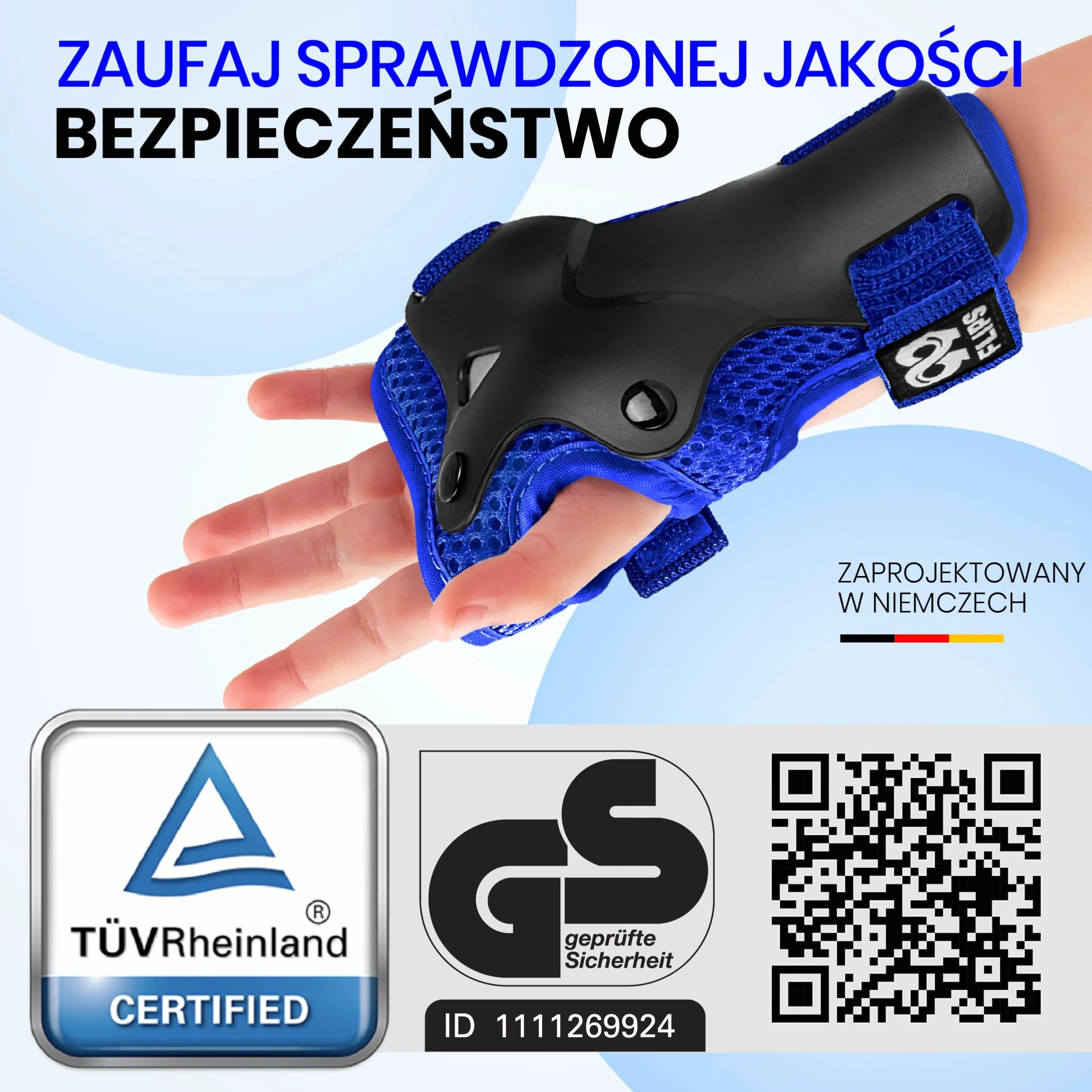 99FLIPS FLASH Niebieskie Ochraniacze dla Dzieci S/M Zestaw 6 el Nakolanniki Nałokietniki i Ochraniacze na Nadgarstki na Rolki
