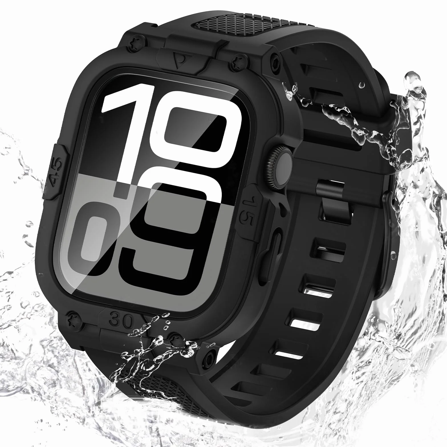 Neitra Wodoodporne etui 3 w 1 360° do zegarka Apple Watch Series 10, ochraniacz ekranu z paskiem, zapasowy pasek do zegarka sportowego, wytrzymałe ochronne etui ochronne do iWatch