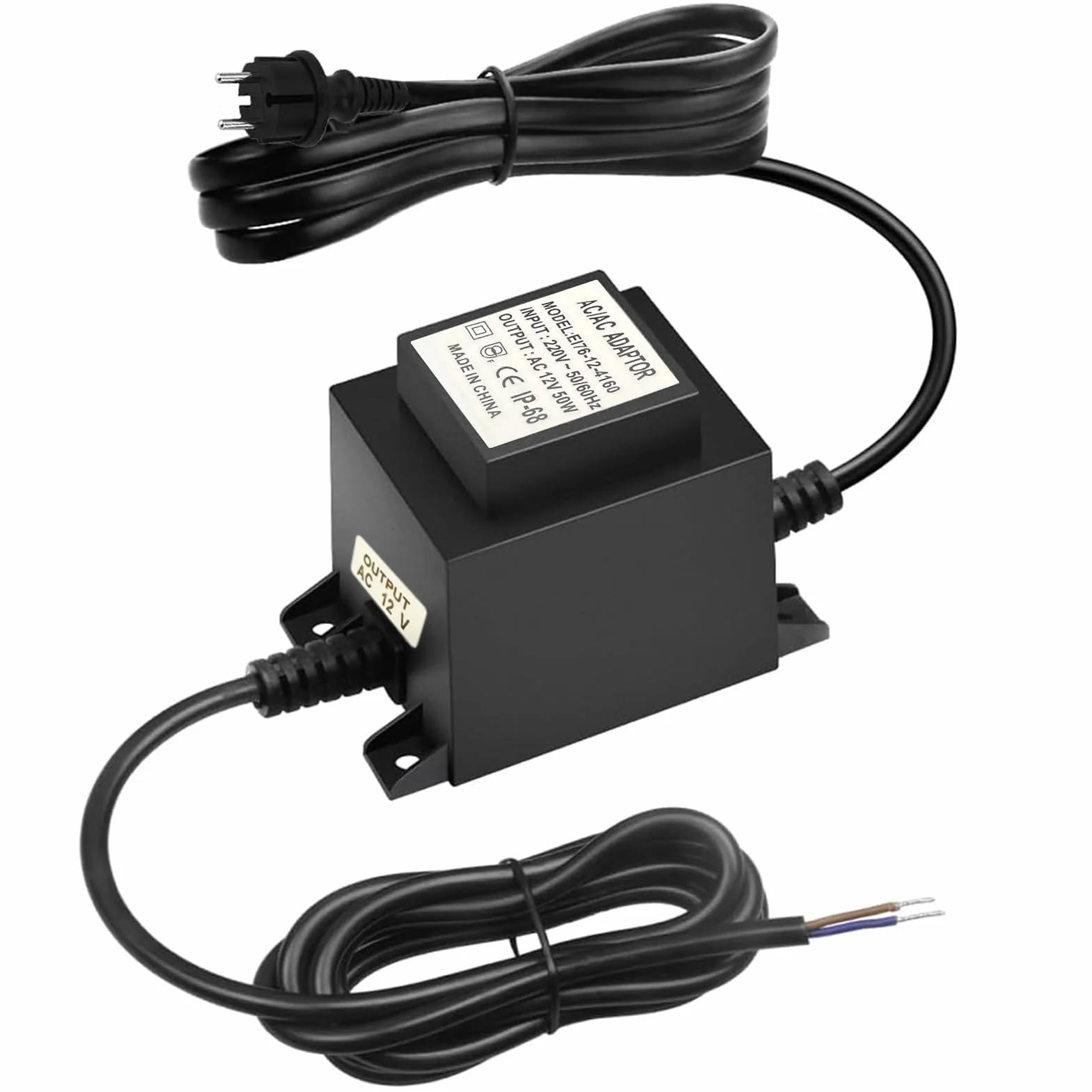 Transformator LED 12 V AC/AC 50 W IP68 zewnętrzny zasilacz sieciowy 220 V 12 V