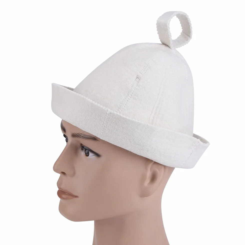 Kapelusz do Sauny Czapka Filcowa 100% Wełniana Biała 22 cm
