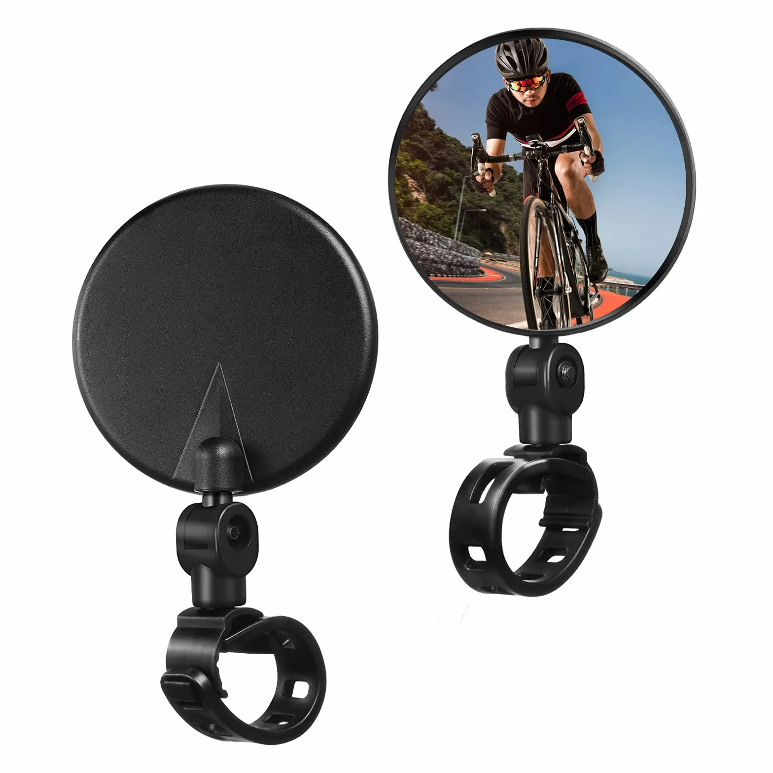 Lusterka rowerowe HD wypukłe 360° 2 sztuki czarne 8 cm