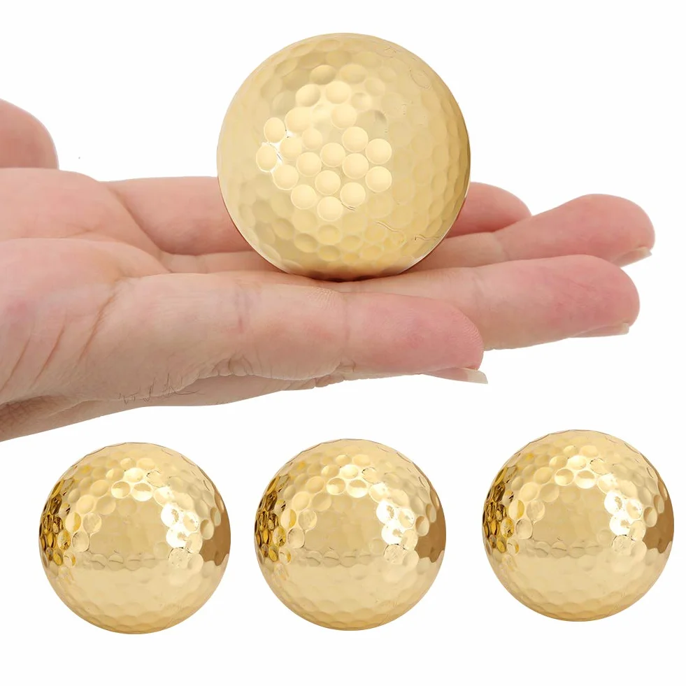 Złote Piłki Golfowe Pozłacane Dwuwarstwowe 4 szt. Akcesoria Golfowe