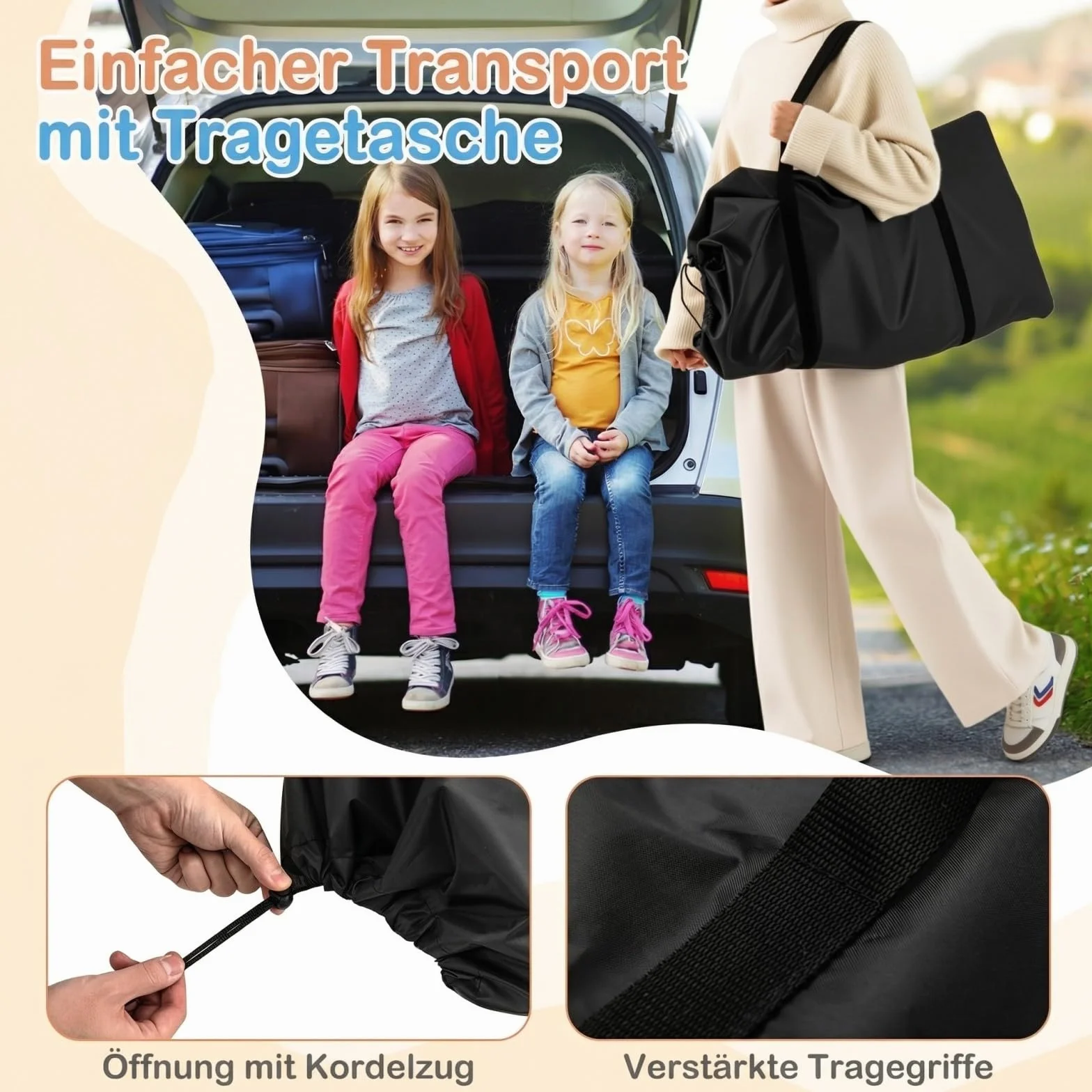 COSTWAY Trampolina dla dzieci o średnicy 90 cm, składana, z oświetleniem LED, z uchwytem i torbą do przenoszenia, mała trampolina ogrodowa, dla dzieci od 3 lat (ciemnoniebieska)