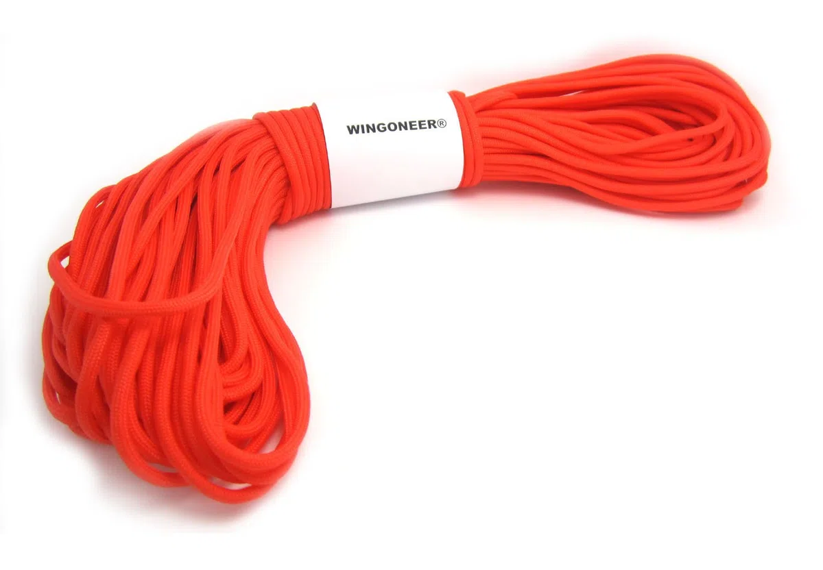 7-żyłowa linka spadochronowa paracord, 249 kg, 30,5 m, pomarańczowo-czerwona