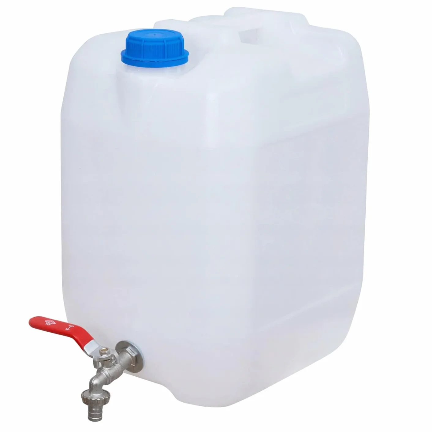 Zbiornik 20L Na Wodę Pitną z kranem, Kanister Wzmacniany, Bańka do Wody z Kranikiem, Atest HDPE, Szczelna Niebieska Nakrętka, Turystyka, Kemping, Piknik, Podlewanie, 1 sztuka