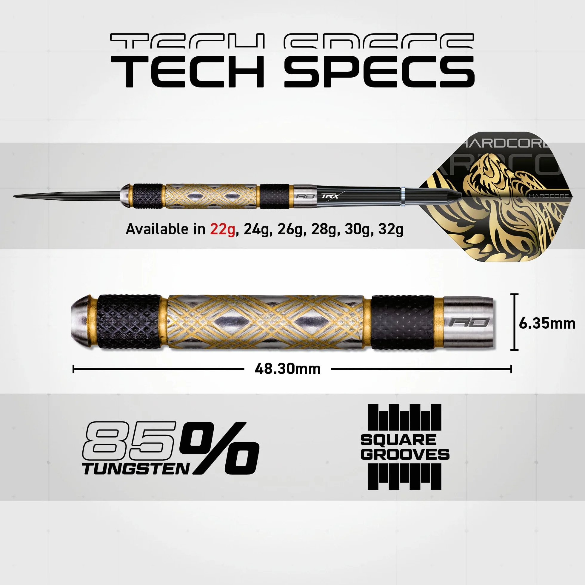 RED DRAGON - Golden Eyes- 22g, 24g, 26g, 28g, 30g, 32g Profesjonalny zestaw lotek z 85% wolframu z lotkami i trzonkami