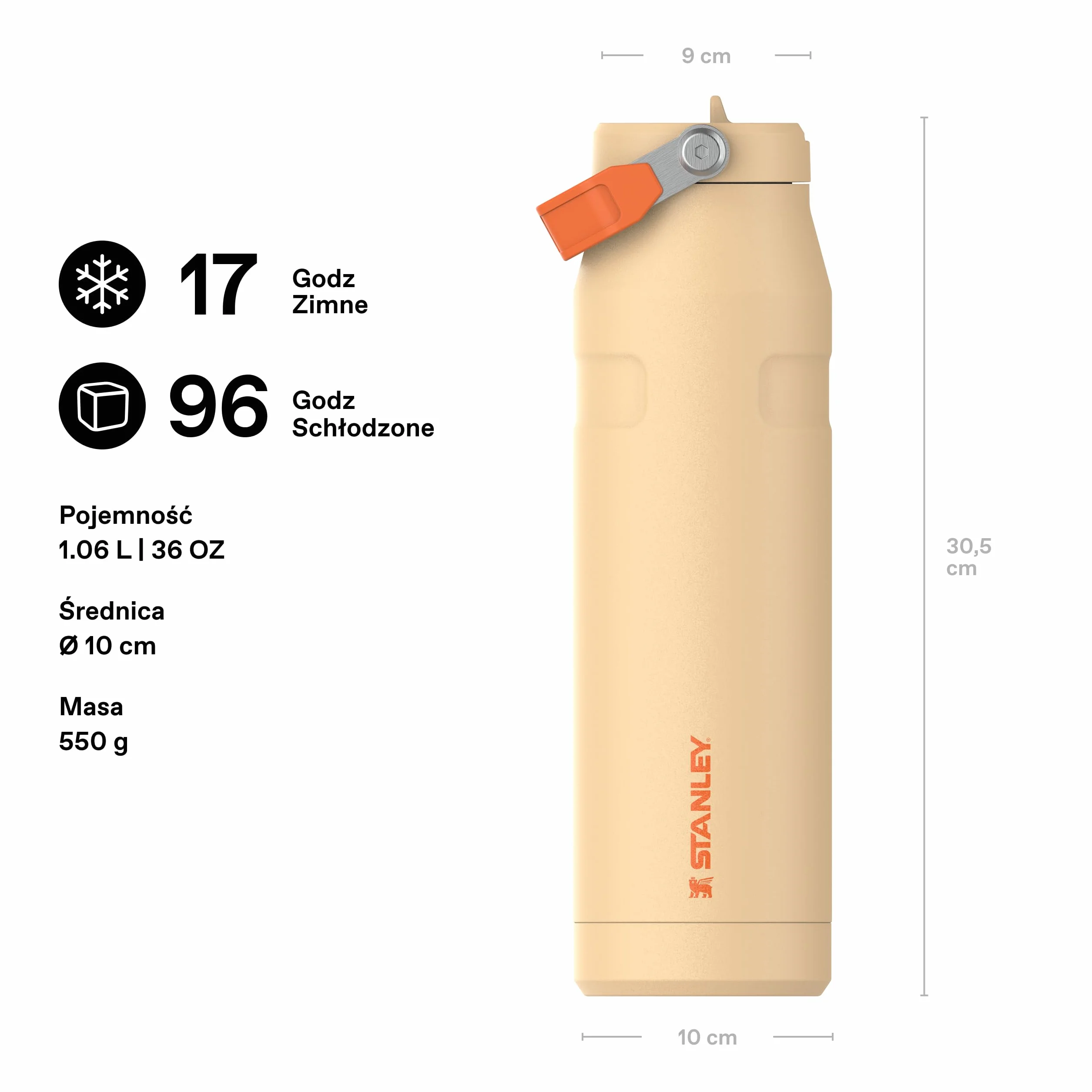 Stanley 1913 Flip Straw 2.0 Butelka Na Wodę Ze Słomką Stal Nierdzewna 10 Godzin Zimna 3 Dni Mrożona