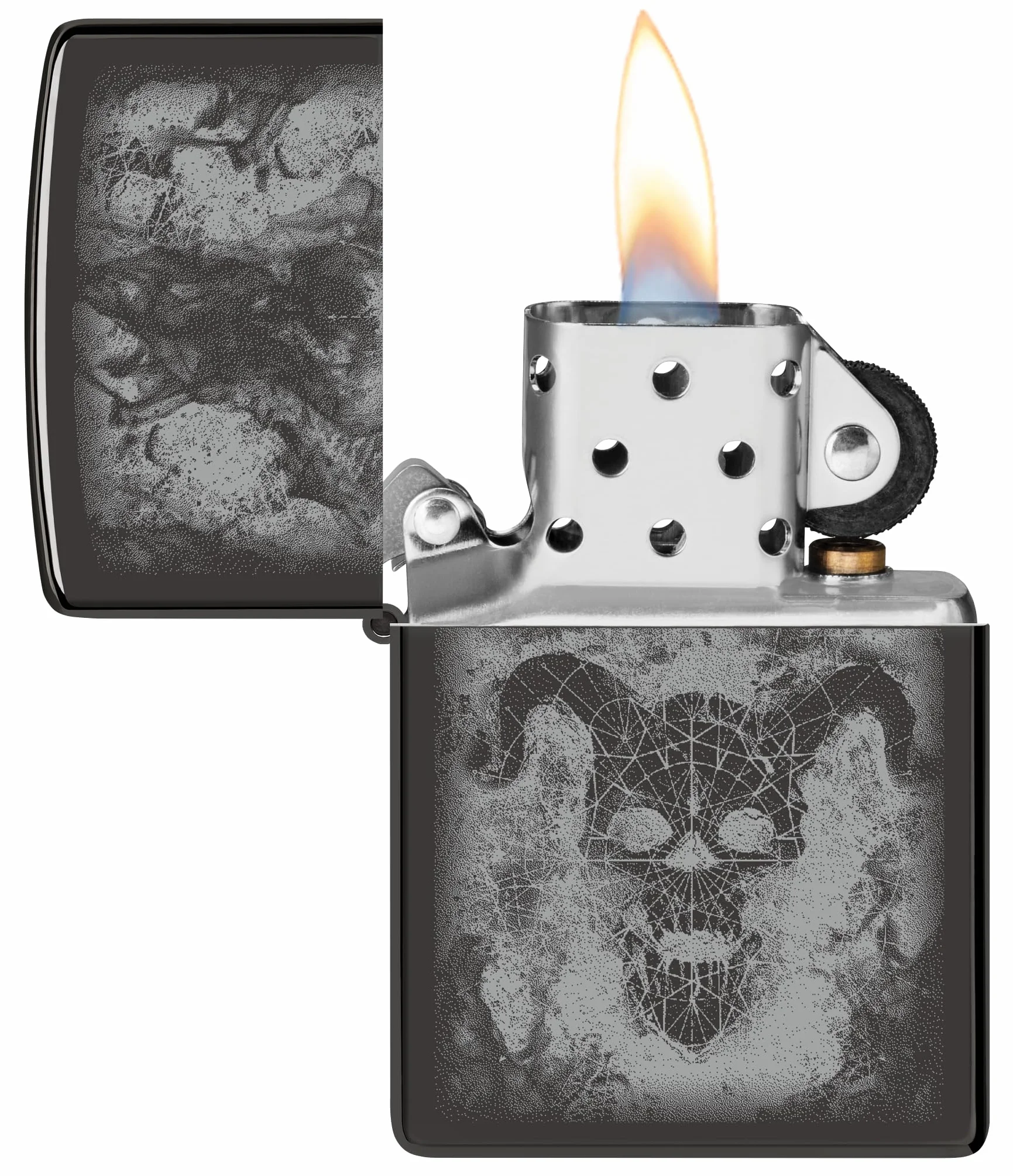 Zippo Devil Zapalniczka Sztormowa, Nadruk Fotograficzny, do Napełniania, Wielokrotnego Użytku, Wiatroodporna Konstrukcja, Pudełko na Prezent, Wykonano w USA, Czarny z optymalnym Połyskiem