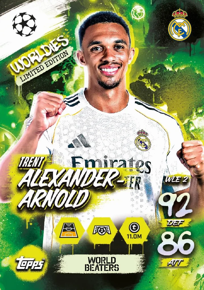 Topps UCC Match Attax 2025/26 Mini Tin World Beaters 28 kart Match Attax Plus losowy Star Boy LE 3 ekskluzywne karty Worldies LE