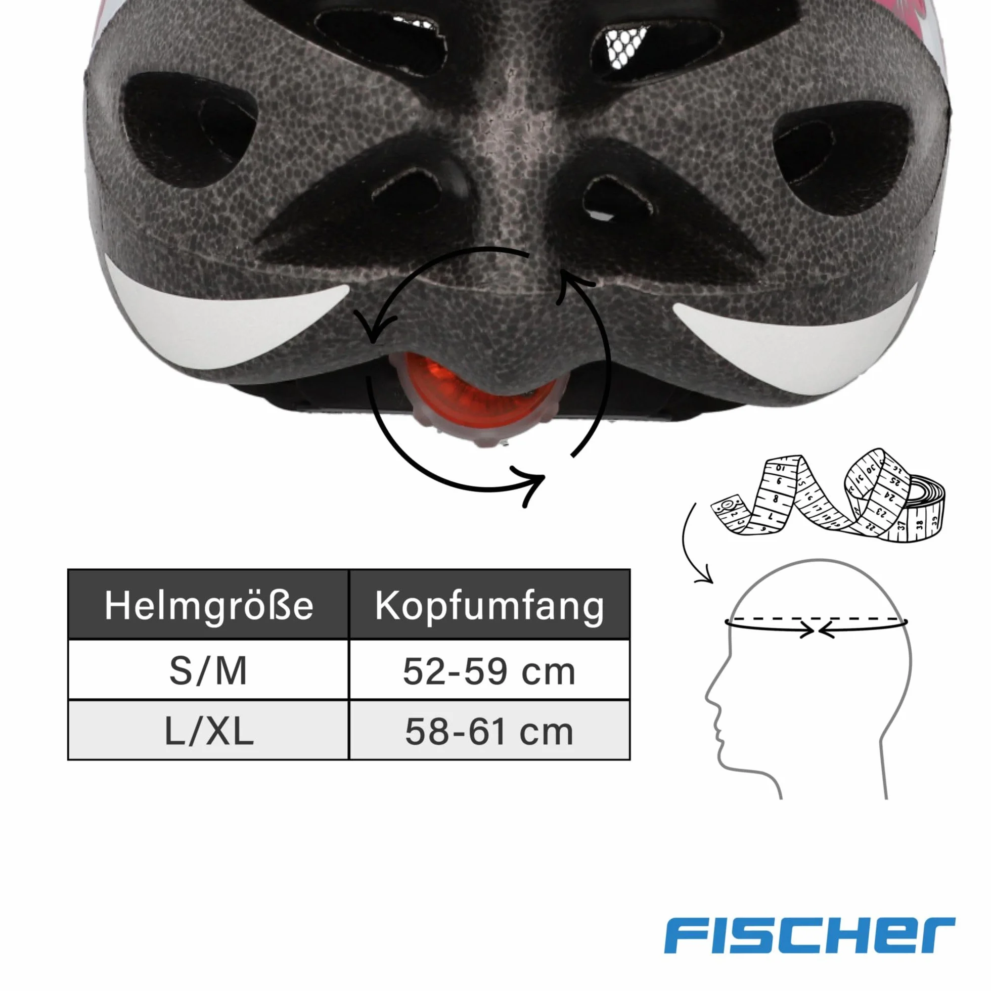 FISCHER Kask rowerowy dla dorosłych, kask rowerowy Hawaii, rozmiar S/M, 54-59 cm, biało-różowy