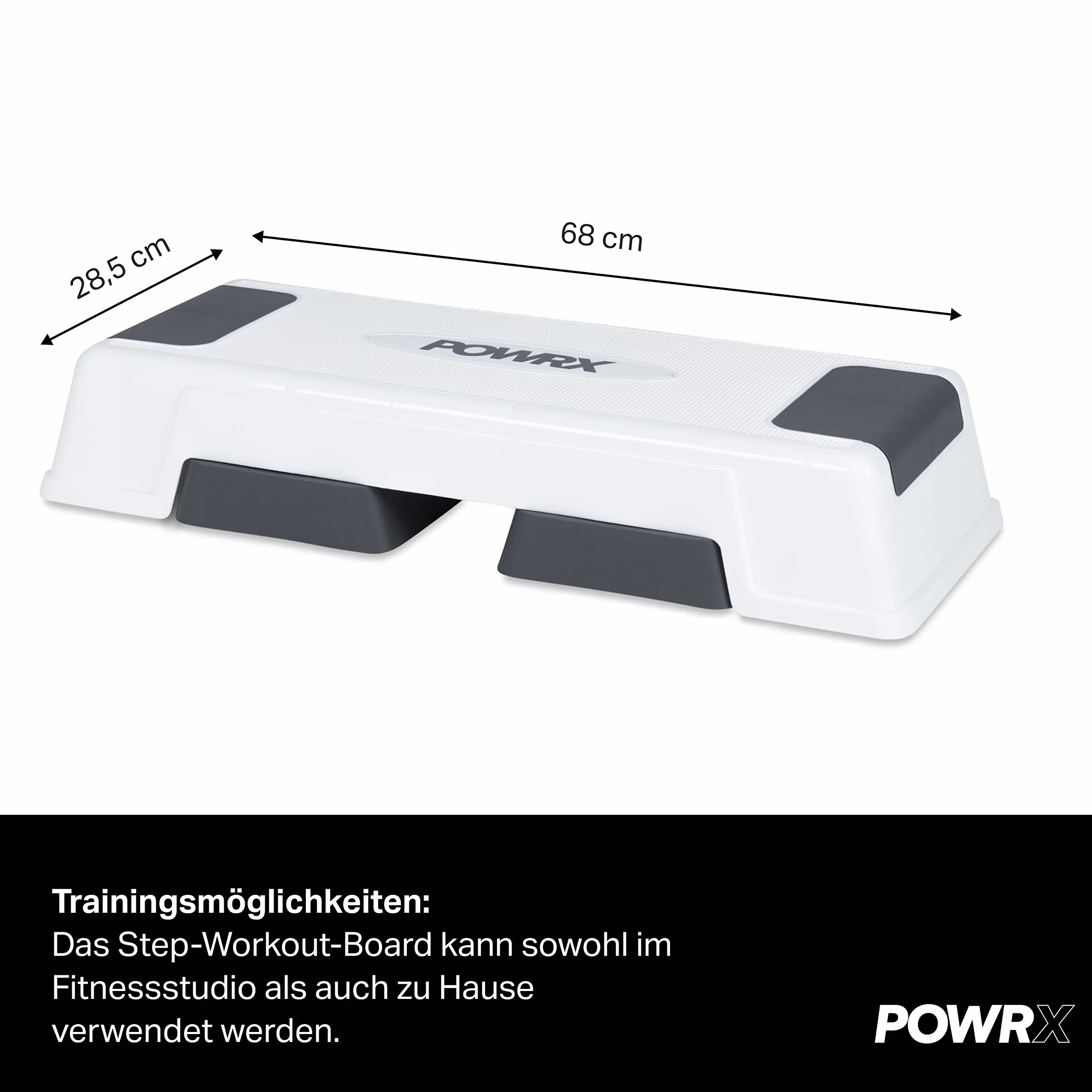POWRX Aerobic Stepper 12/17/24 cm 3 Stopnie Biały Regulacja Wysokości Antypoślizgowy Step Domowy