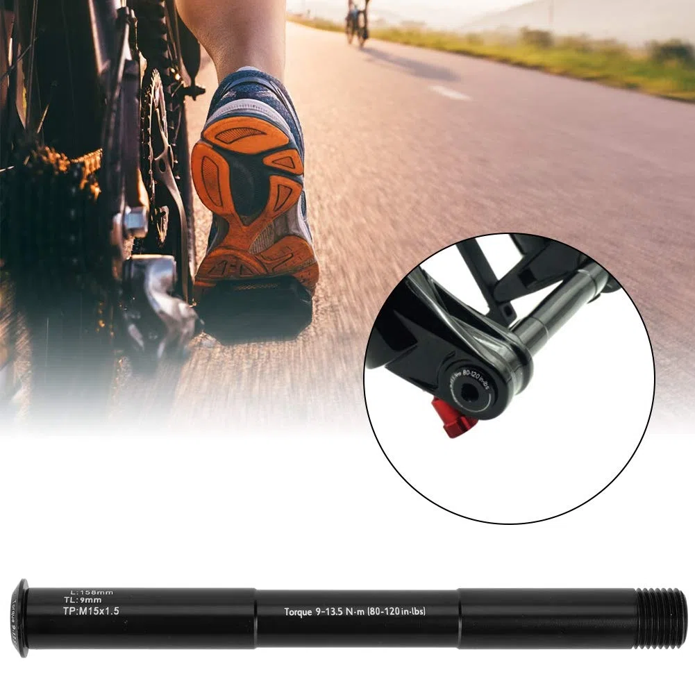 Keenso Oś widelca przedniego, rura piasty ze stopu aluminium dzięki wzmocnieniu fali do rowerów górskich RockShox (czarna) (15 x 110 mm (158 l)