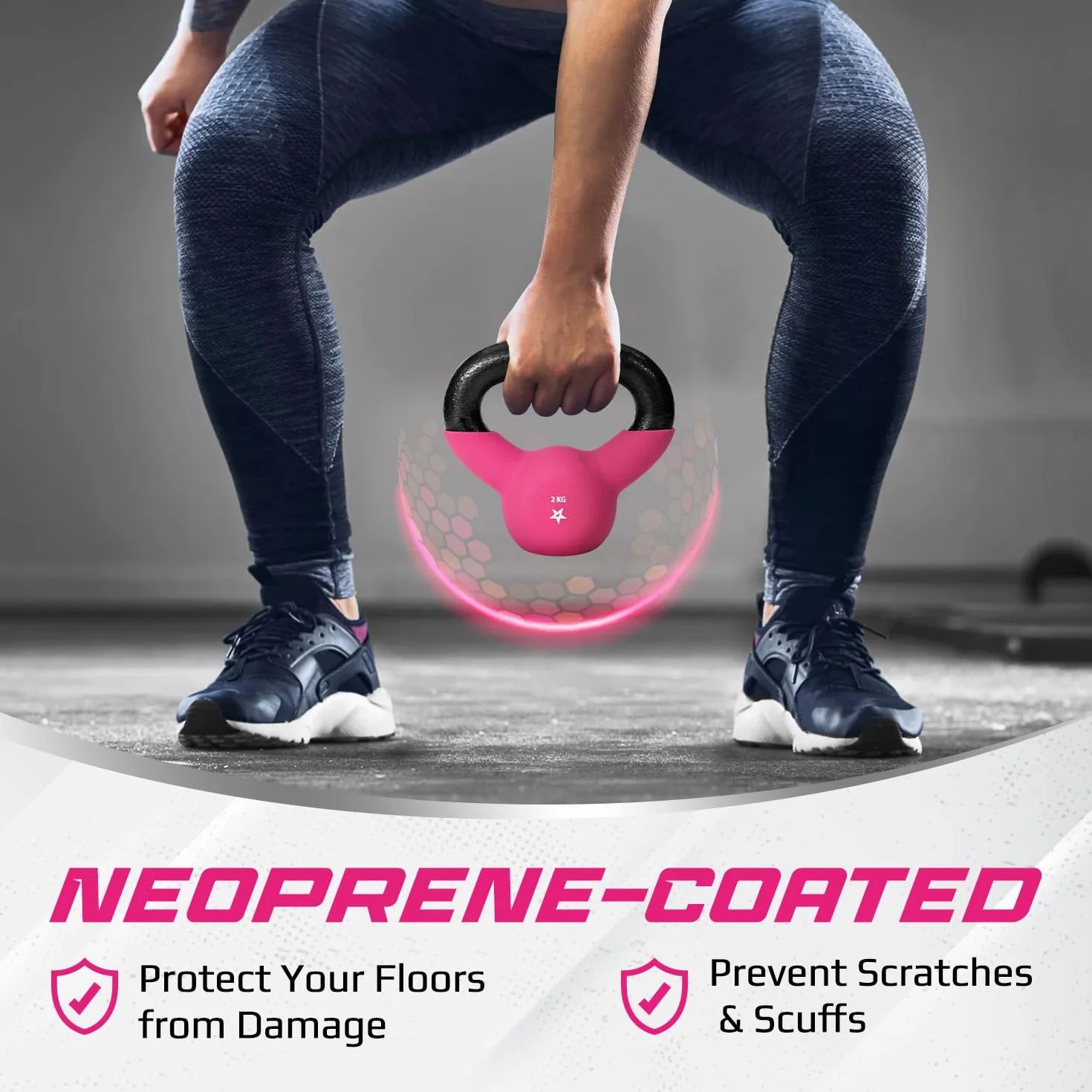 Yes4All DLKP Kettlebell ciężarki z powłoką neoprenową, do treningu siłowego, 2 kg, różowe