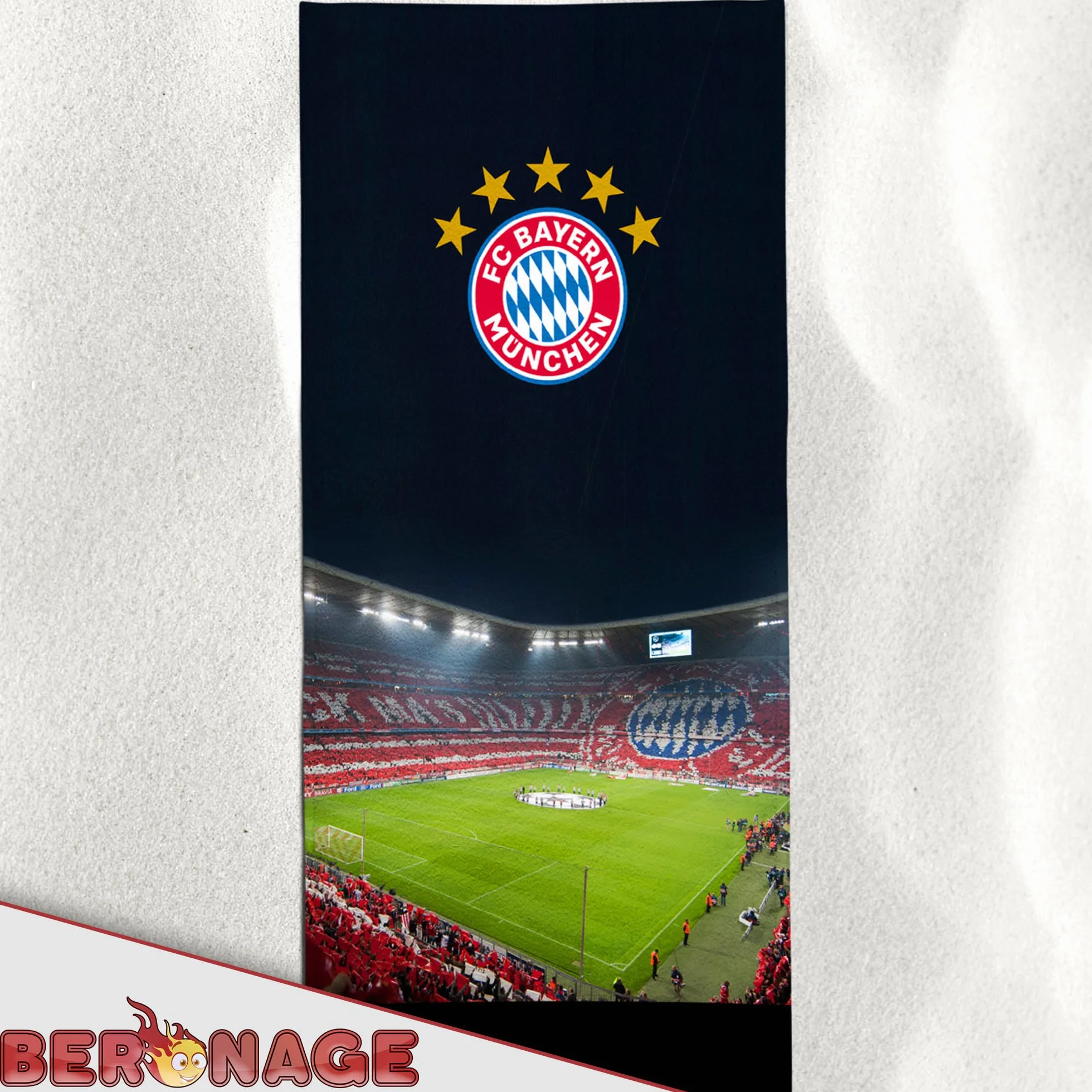 FC Bayern München Ręcznik kąpielowy – Allianz Arena 75 x 150 cm, 100% bawełna – Mia san Mia, rekordowy mistrz, piłka nożna, ręcznik plażowy dla prawdziwych fanów FCB, idealny artykuł dla fanów na