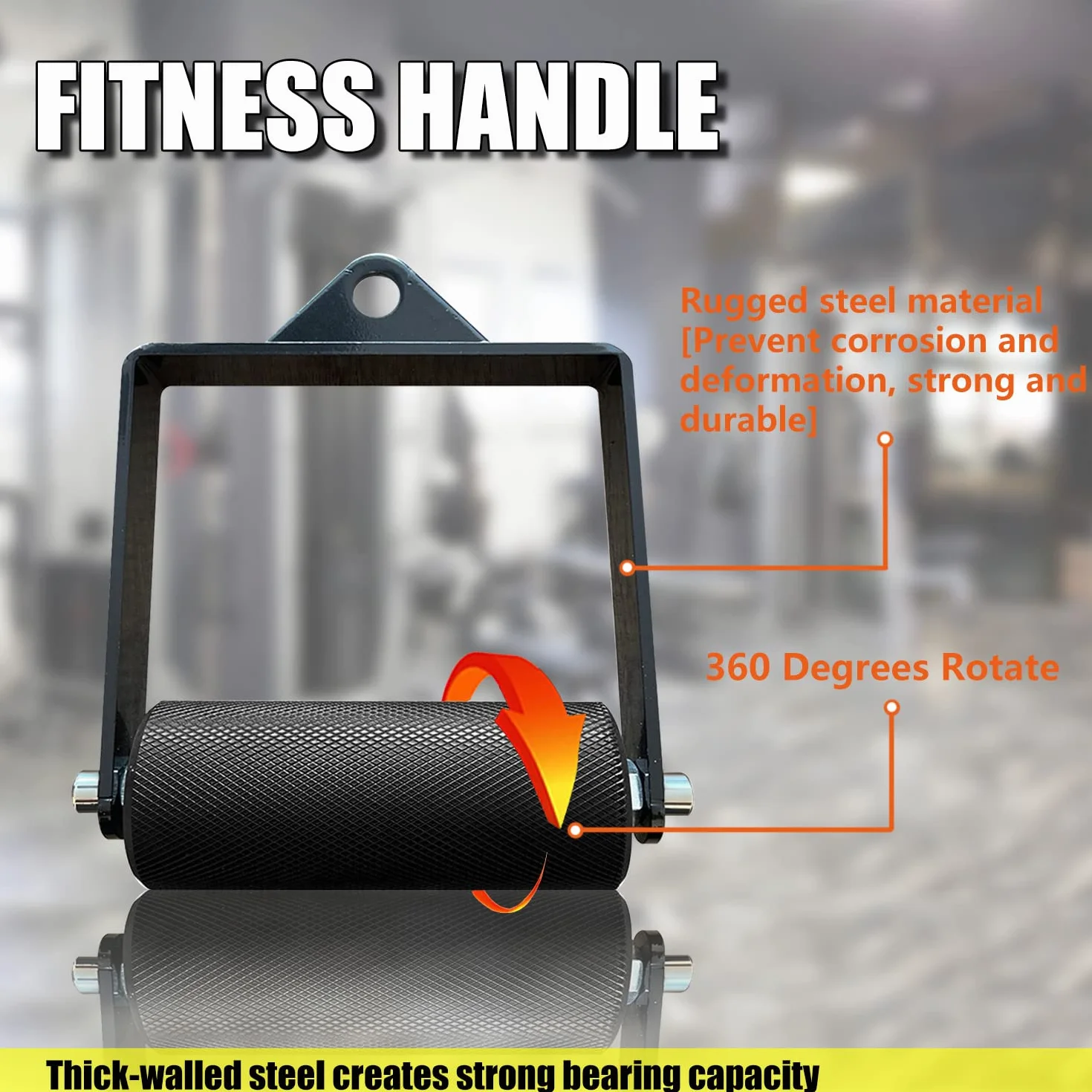 MARSAFIT Fitness 6 cm pogrubiony uchwyt D mocowanie kabla LAT, pociągnij w dół mocowanie pojedynczy uchwyt D, wsparcie do 450 kg, nasadki kablowe do siłowni (średnica: 2,36 cala)