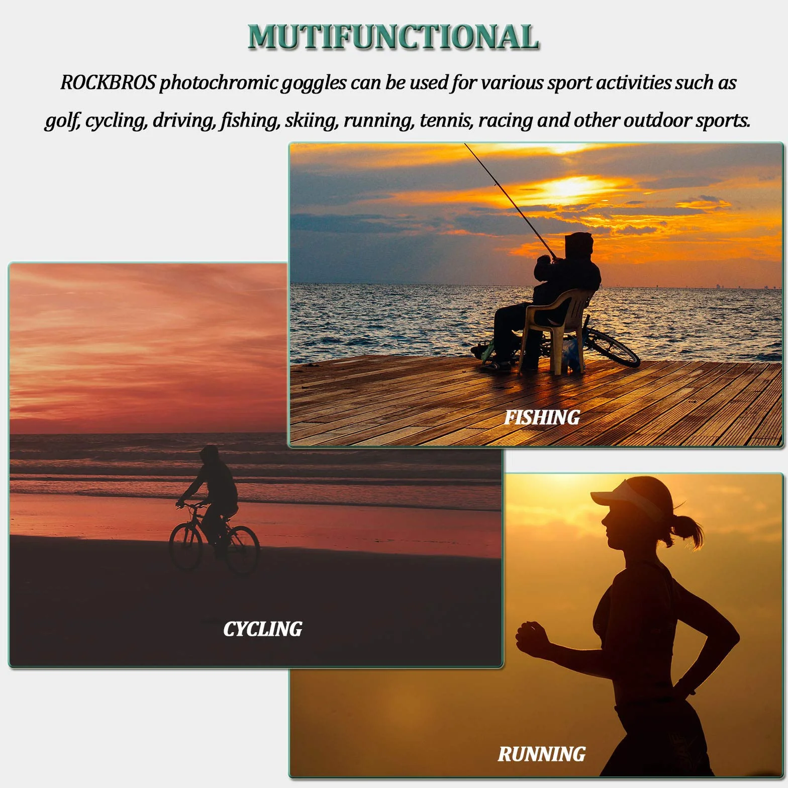 ROCKBROS Fotochromowe Okulary Rowerowe, dla Kobiet i Mężczyzn, Przeciwsłoneczne, Inteligentne Soczewki Automatycznie, Ramki TR, do Jazdy na Rowerze, Jazdy, Biegania, Wędkowania, Jazdy na Rowerze itd., Idealny Prezent Urodzinowy i Idealny Prezent Urodzinow