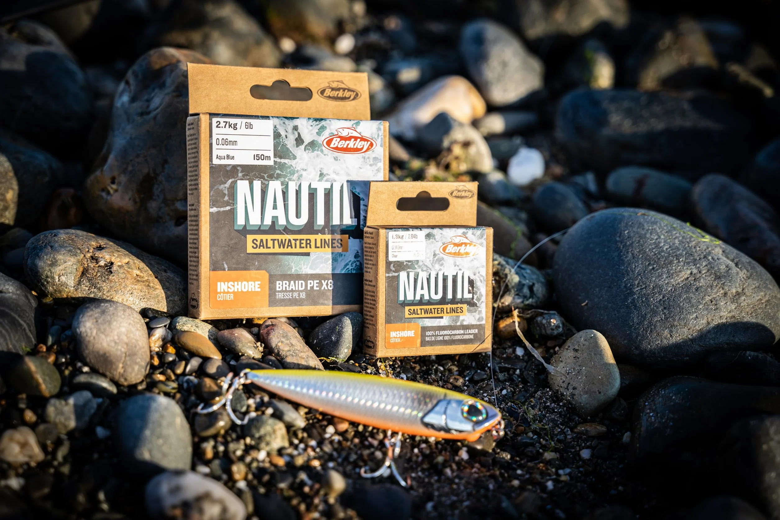 Berkley Nautil Inshore Fluorocarbon | Wytrzymały i odporny na ścieranie przypon wędkarski | Linka fluorocarbonowa do wody słonej i słodkiej z łatwą w użyciu szpulą | 0,22 mm | 3,5 kg | 50 m