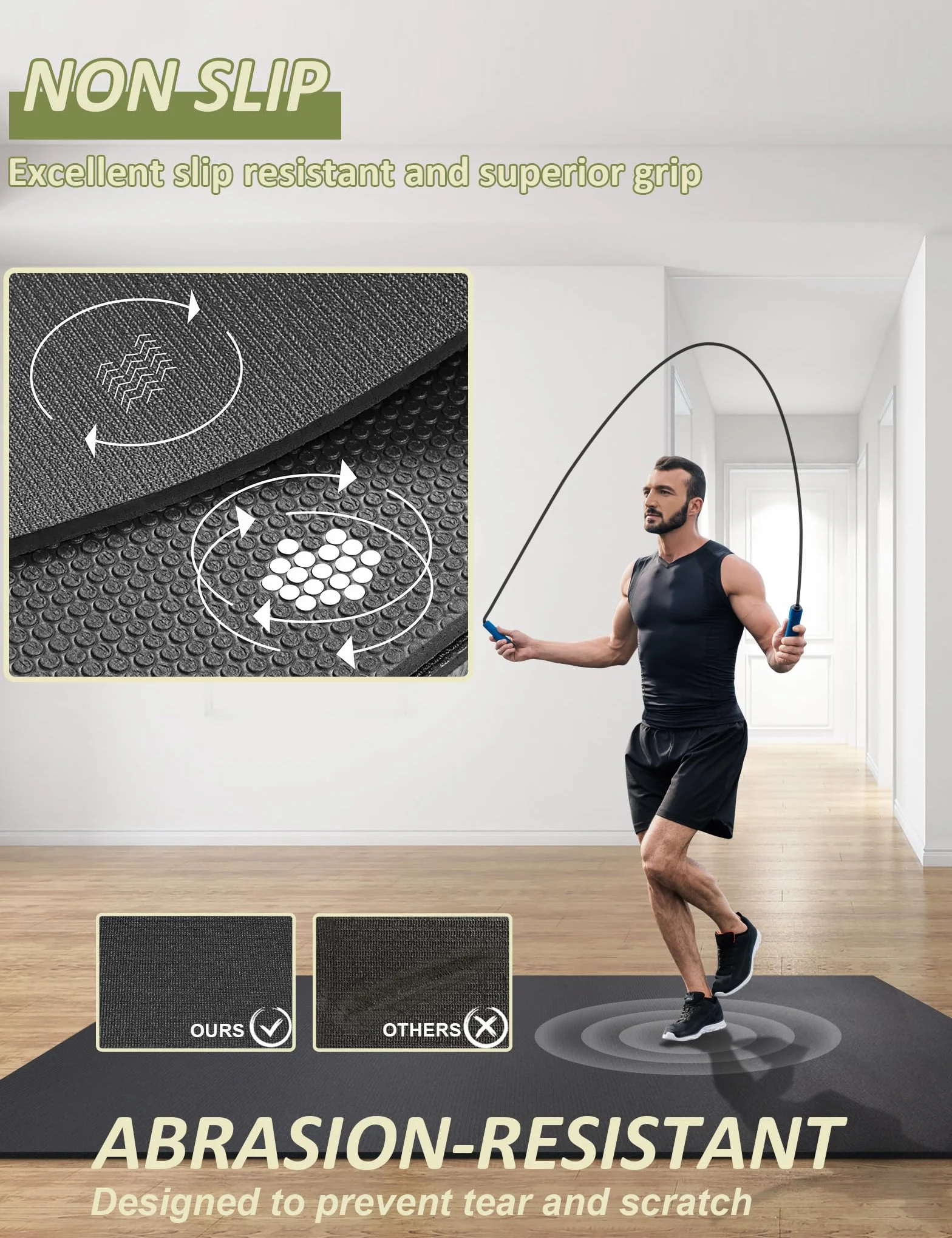 innhom Mata ochronna na podłogę sprzęt fitness 243 x 152 x 0,7 cm mata sportowa mata fitness antypoślizgowa