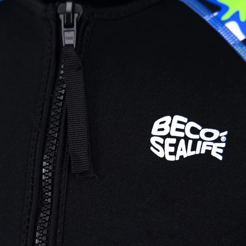 BECO - ealife kombinezon dziecięcy z neoprenu 2 mm, krótki kombinezon kąpielowy dla dzieci z neoprenu SCR o grubości 2 mm, UPF 50+, kombinezon neoprenowy dla chłopców i dziewczynek – niebieski,