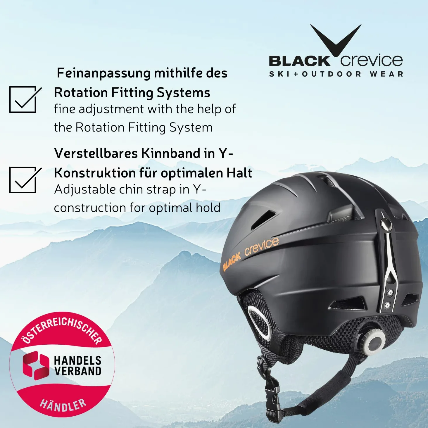 Black Crevice Kask Narciarski Kitzbühel - Sportowy Design dla Mężczyzn i Kobiet, z Poliwęglanu, Oddychający, Regulowany Rozmiar