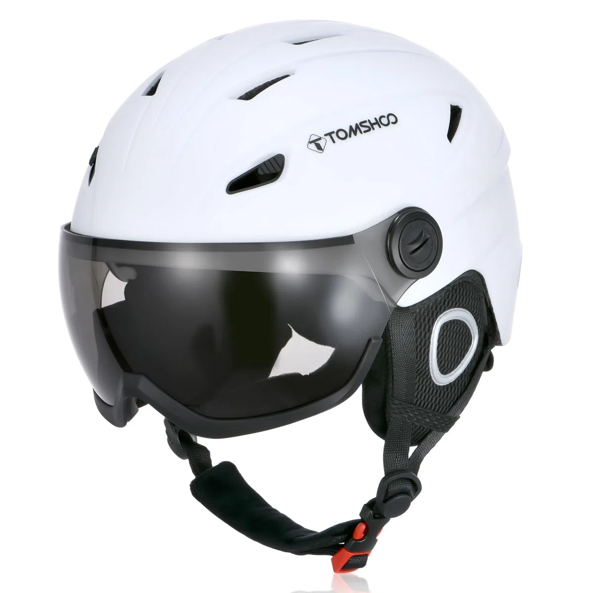 TOMSHOO Kask narciarski ze zdejmowanymi goglami, wewnętrzną wyściółką i nausznikami, certyfikat bezpieczeństwa i lekki kask snowboardowy dla mężczyzn i kobiet, do snowboardu i jazdy na rowerze