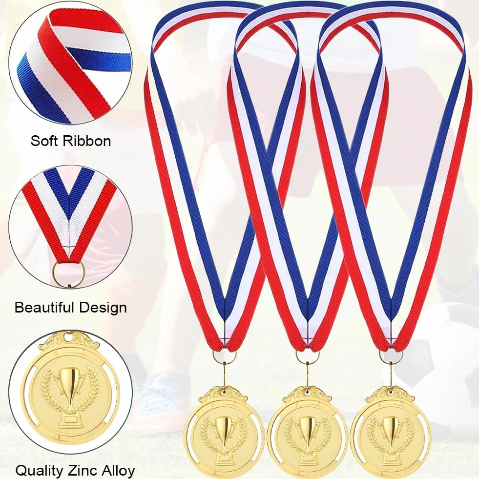 KARELLS Medal dla dzieci, medal zwycięzcy do szkoły, 5 sztuk medali piłki nożnej, medale trofeum, złote medale metalowe, medale urodziny dziecka na imprezę festiwal zawody sportowe zabawki nagrody