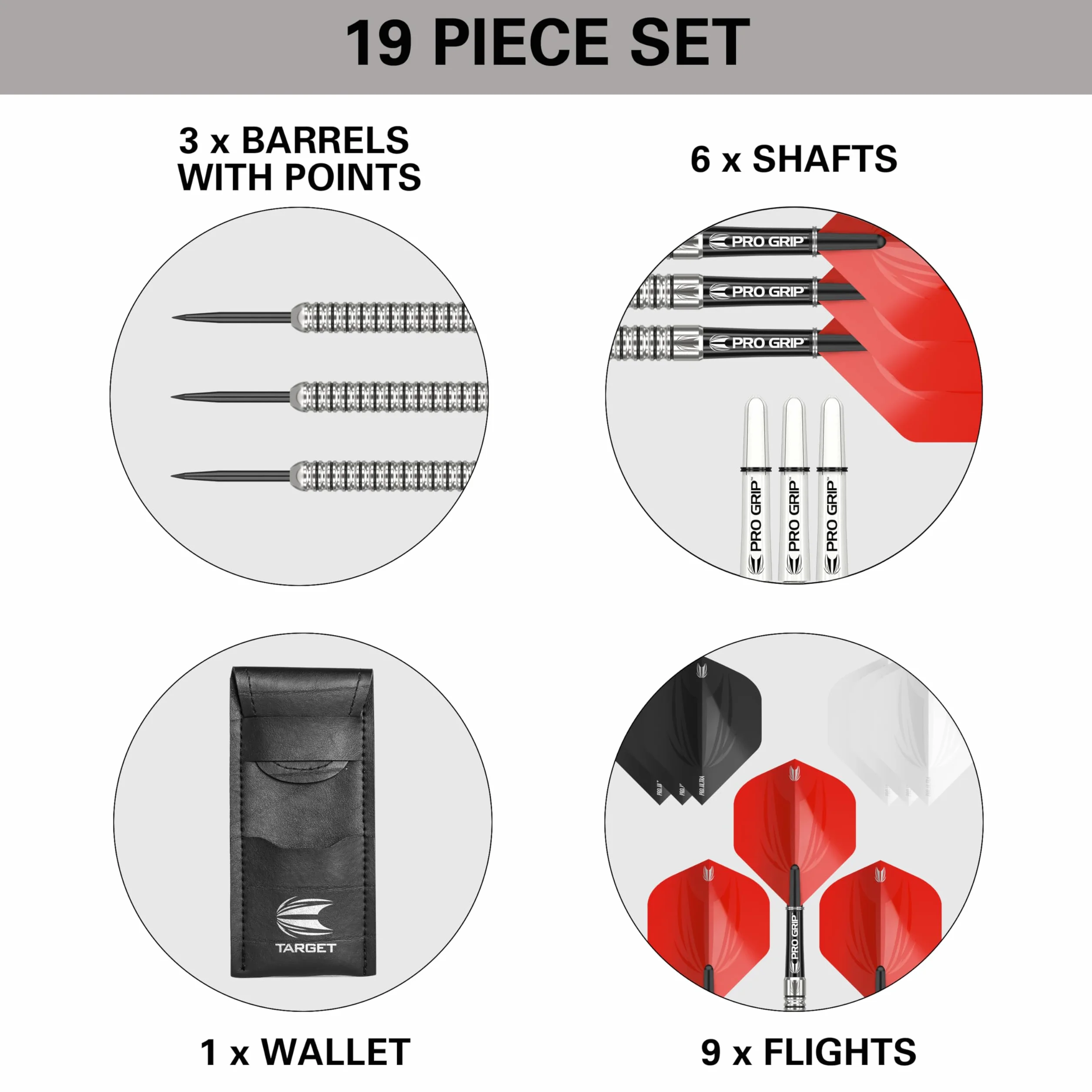 Target Darts Artemis zestaw lotek z wolframowymi stalowymi grotami 21g-26g | Artemis Original | K-Flex piórka i shafty | profesjonalny zestaw akcesoriów do darta z etui