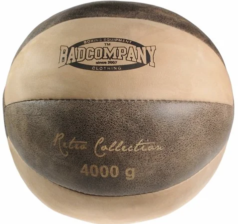 Bad Company I Retro piłka lekarska 4 kg I pełna piłka ze skóry I brązowa