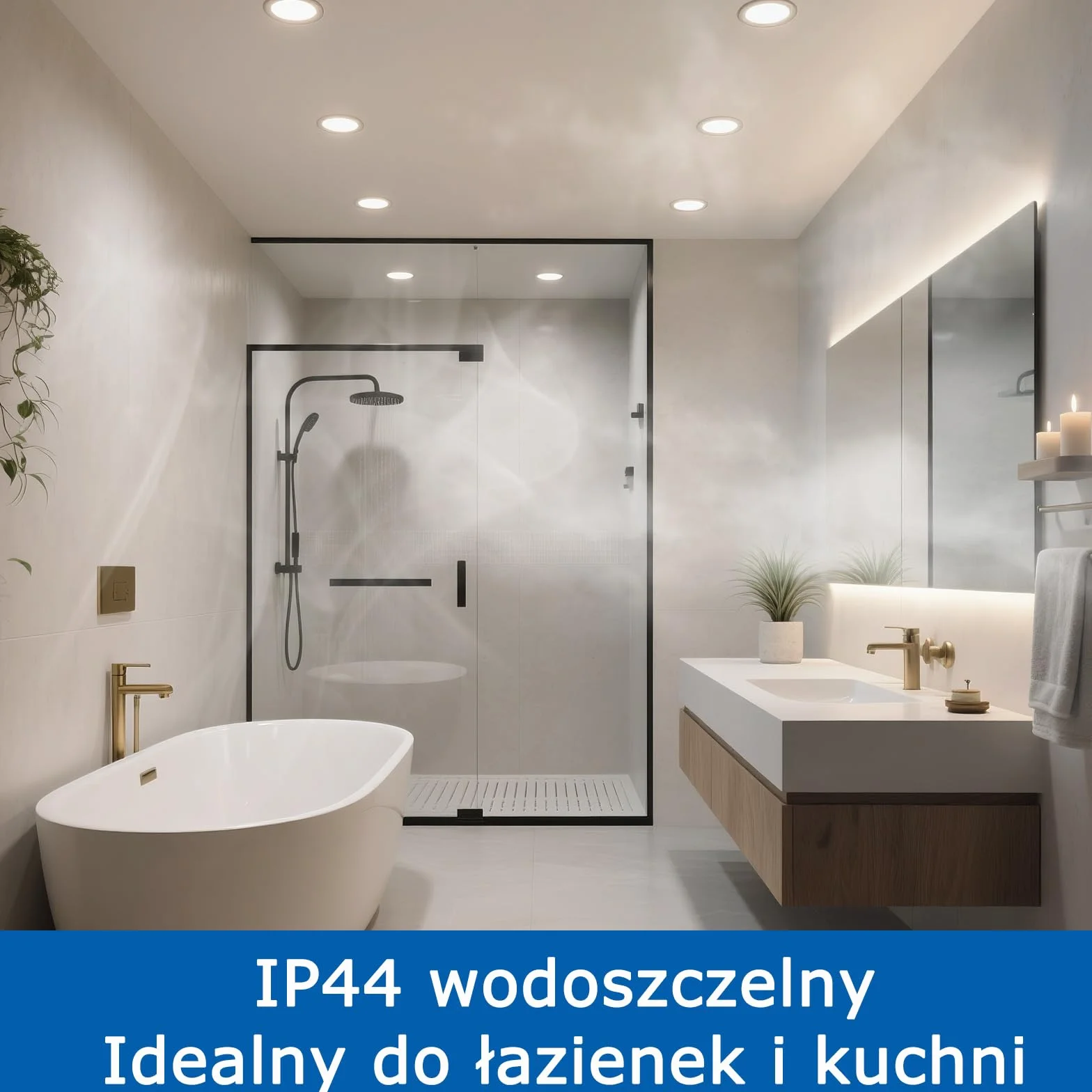 Reflektory LED Wpuszczane Sufitowe 4000K IP44 5W 400lm 220-240V Otwór 68mm Zestaw 20 Sztuk