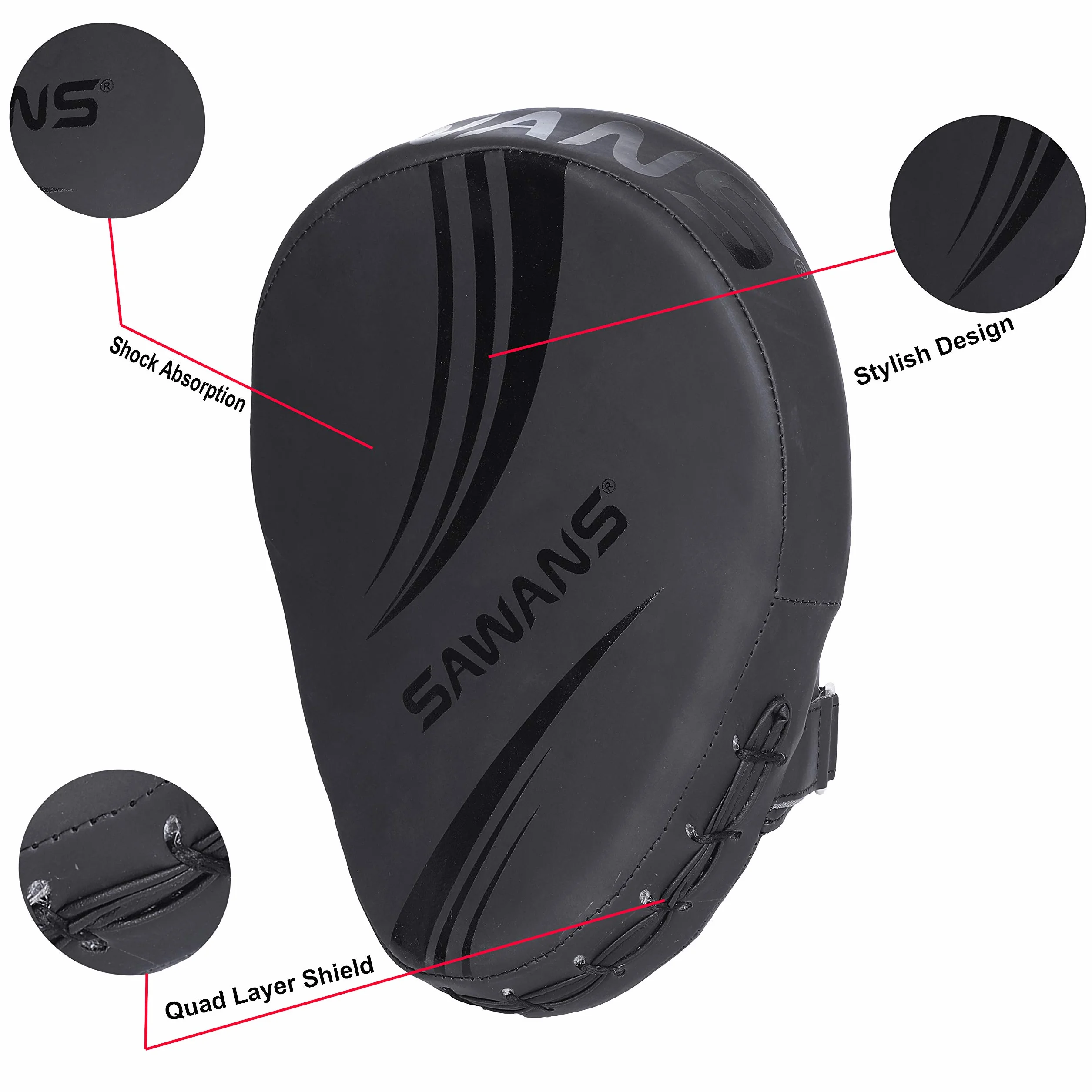 SAWANS® Boks Focus Pads Hook and Jab Mitts Skórzane Kickboxing MMA Zakrzywione Ramię Strike Tarcza Punching Target Pads Sztuki Walki Muay Thai Trening