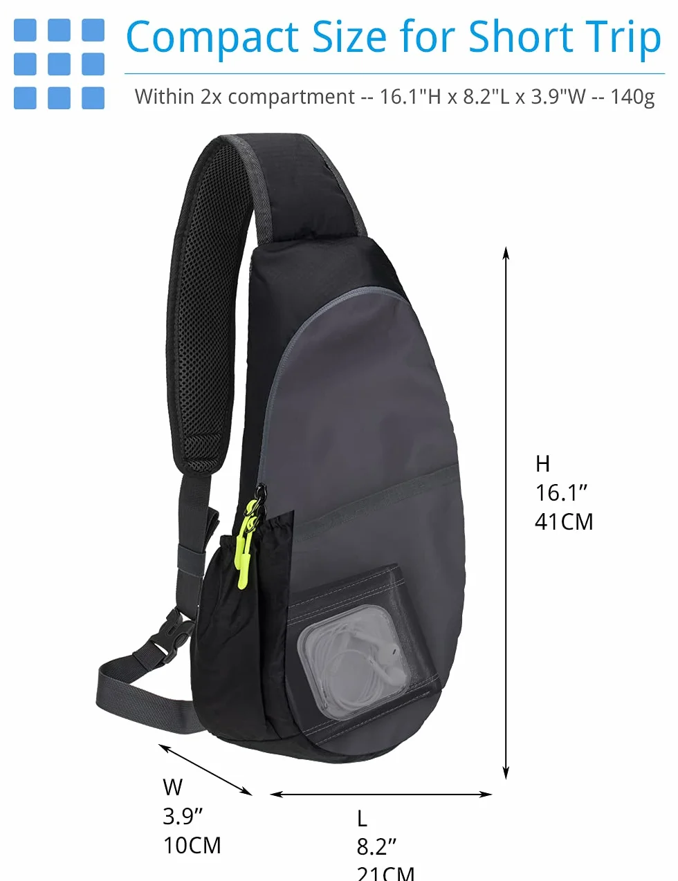 Torba na klatkę piersiową, mały plecak na ramię, wodoodporny nylon, poduszka z siatki o strukturze plastra miodu, lekki mały plecak na wędrówki, podróże, jazdę na rowerze, wędrówki z psem