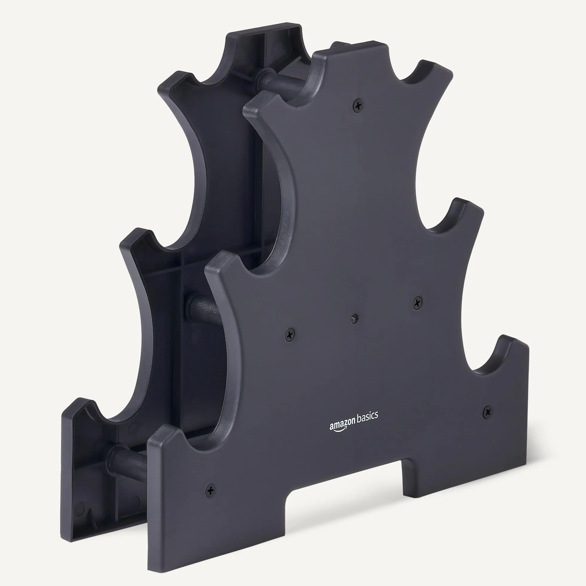 Amazon Basics Zestaw hantli z powłoką neoprenową ze stojakiem, 3 sztuki (1kg, 2kg, 3kg), wielokolorowy