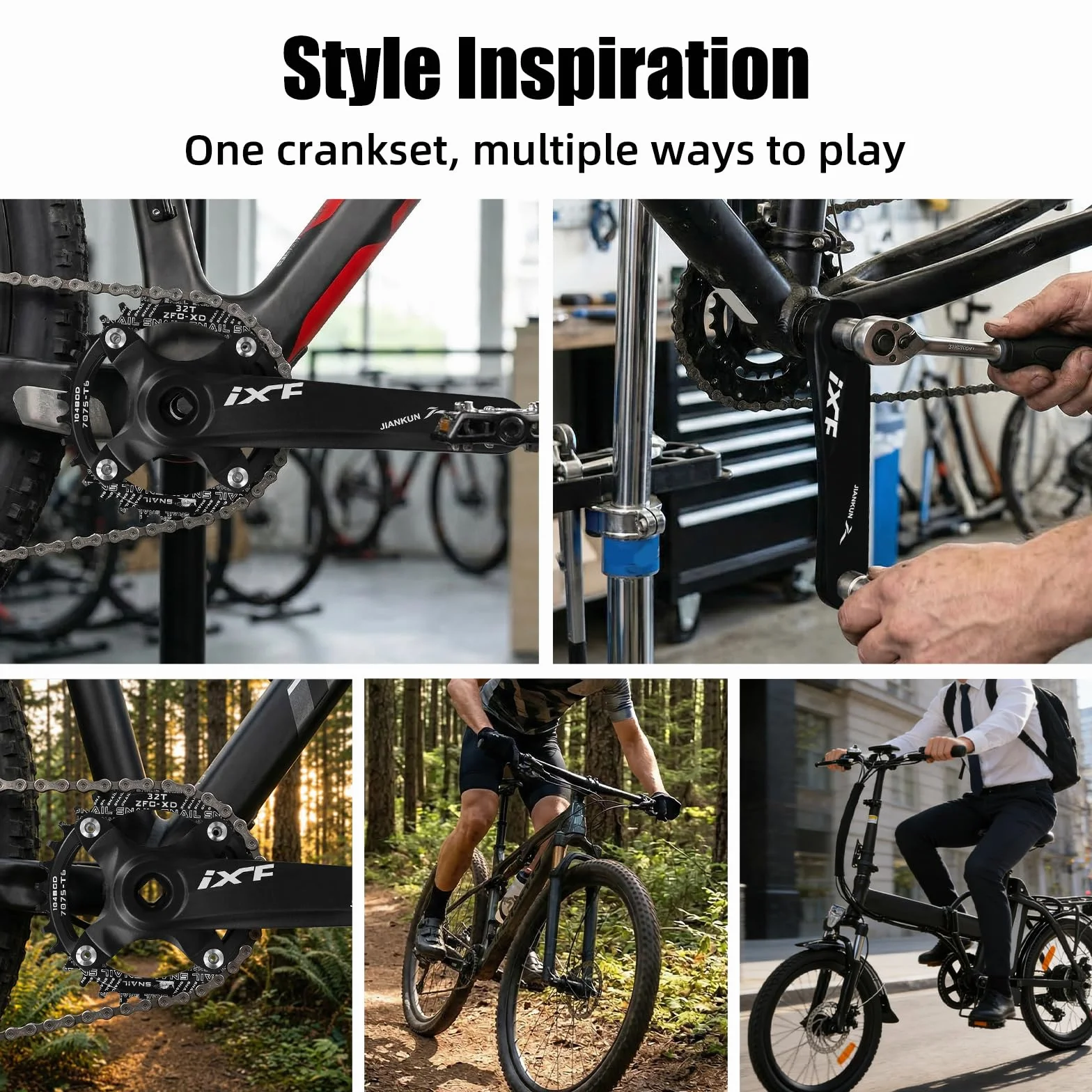 Rower górski 170 mm kwadratowy zestaw korbowy z 104 BCD 32/34/36/38T, okrągła tarcza i korba MTB ze stopu aluminium, pasuje do Shimano, SRAM, FSA