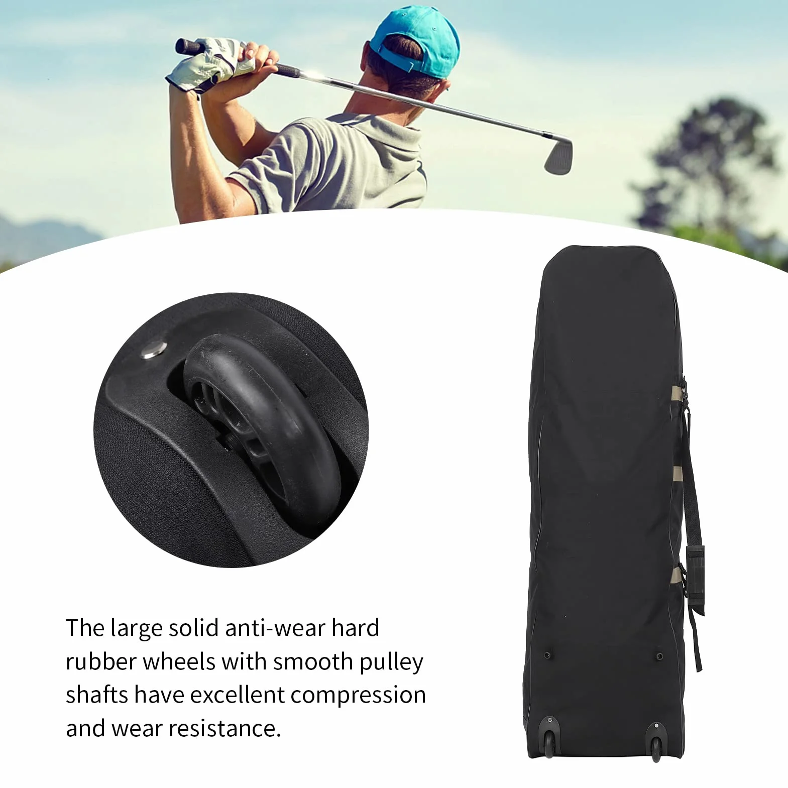 600D Heavy Duty Travel Bag with Wheels, Universal Size Foldable Waterproof Padded Club Travel Bag for Airlines