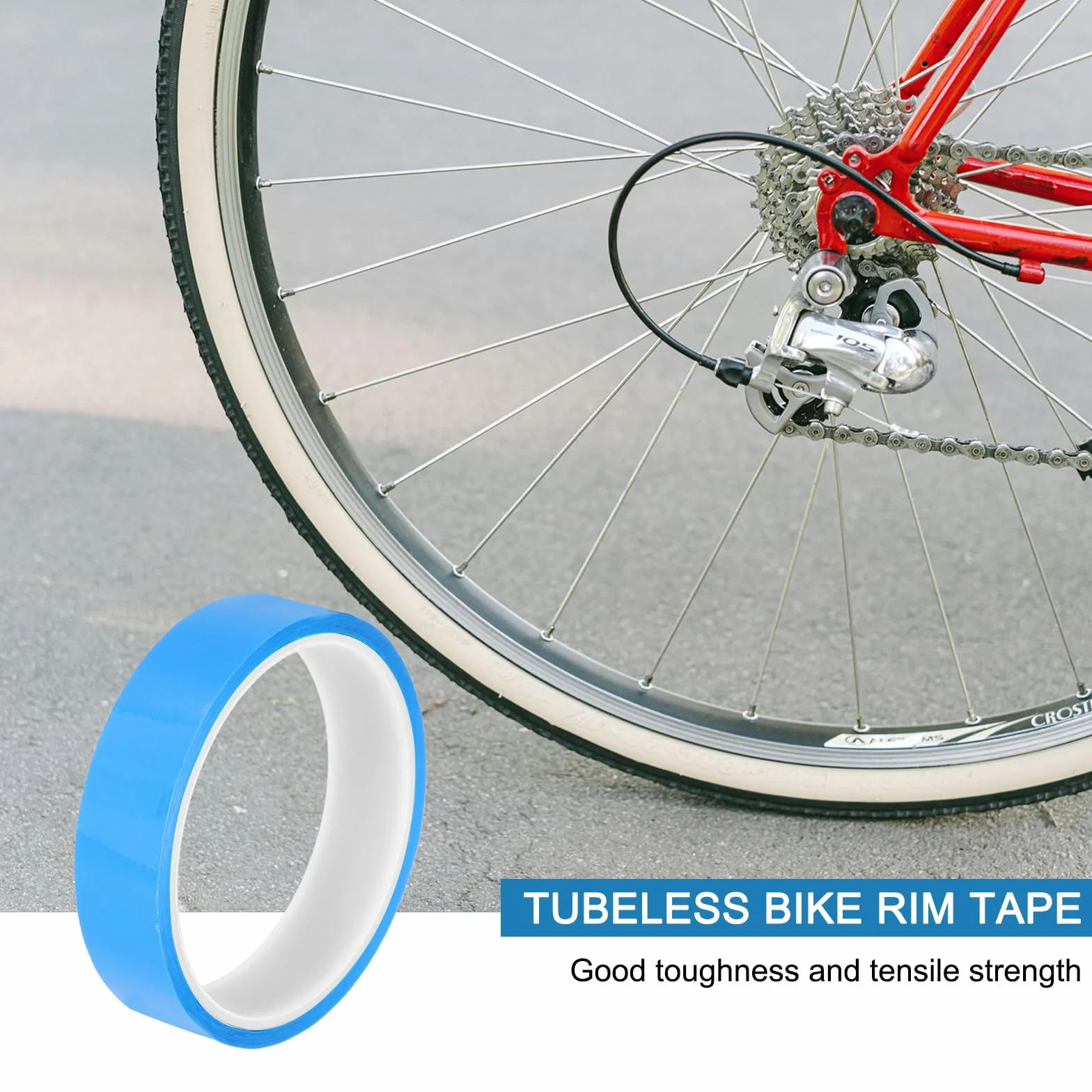 PATIKIL Bezdętkowa taśma na obręcz rowerową 21 mm x 10 m samoprzylepna turkusowa