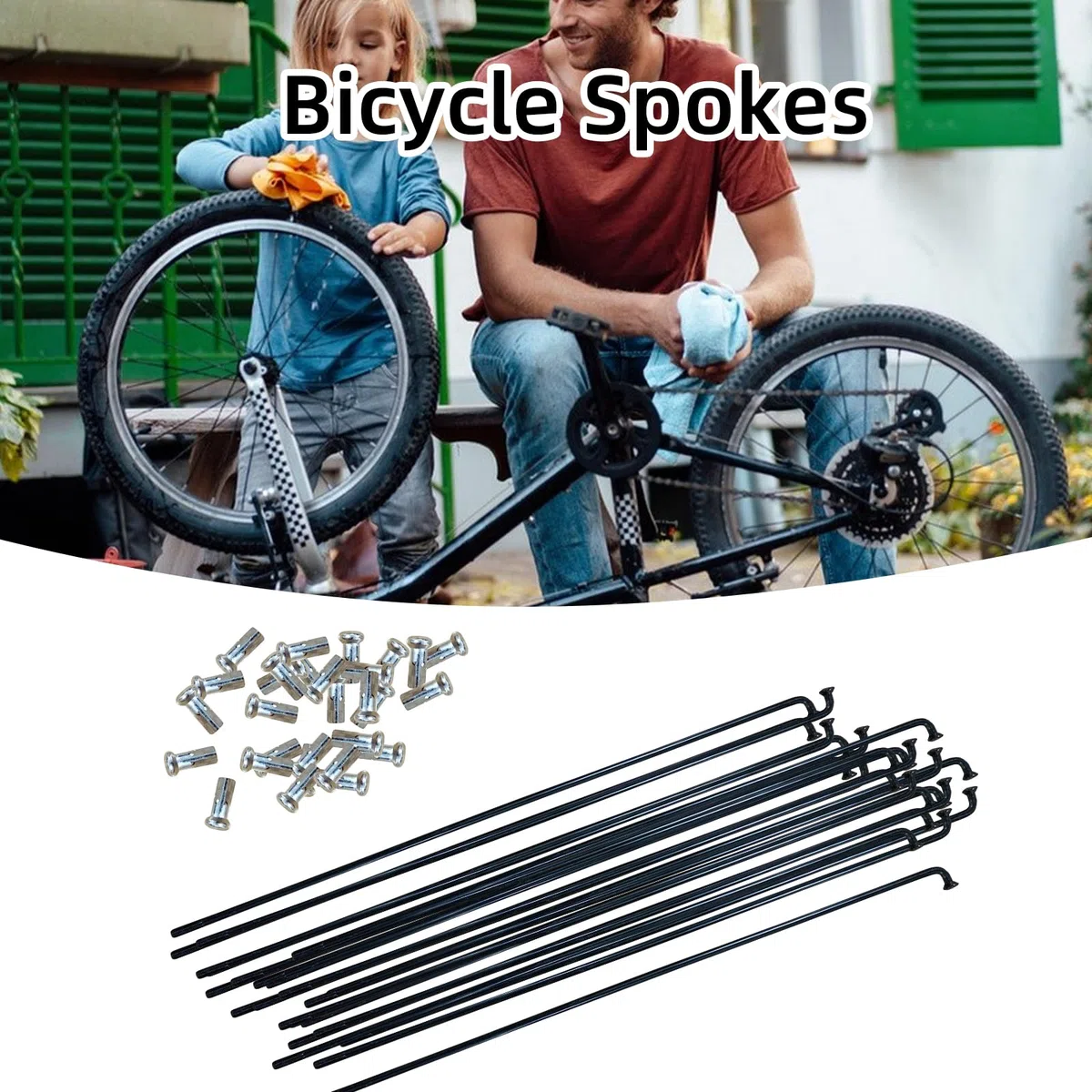 ACESOME szprychy rowerowe 10/36 sztuk z sutkami, 71-253 mm, średnica 2,5 mm, stal górska/stal nierdzewna, szprychy 12 g, do szprych rowerowych MTB, downhill, trekkingu, innych i rowerów miejskich