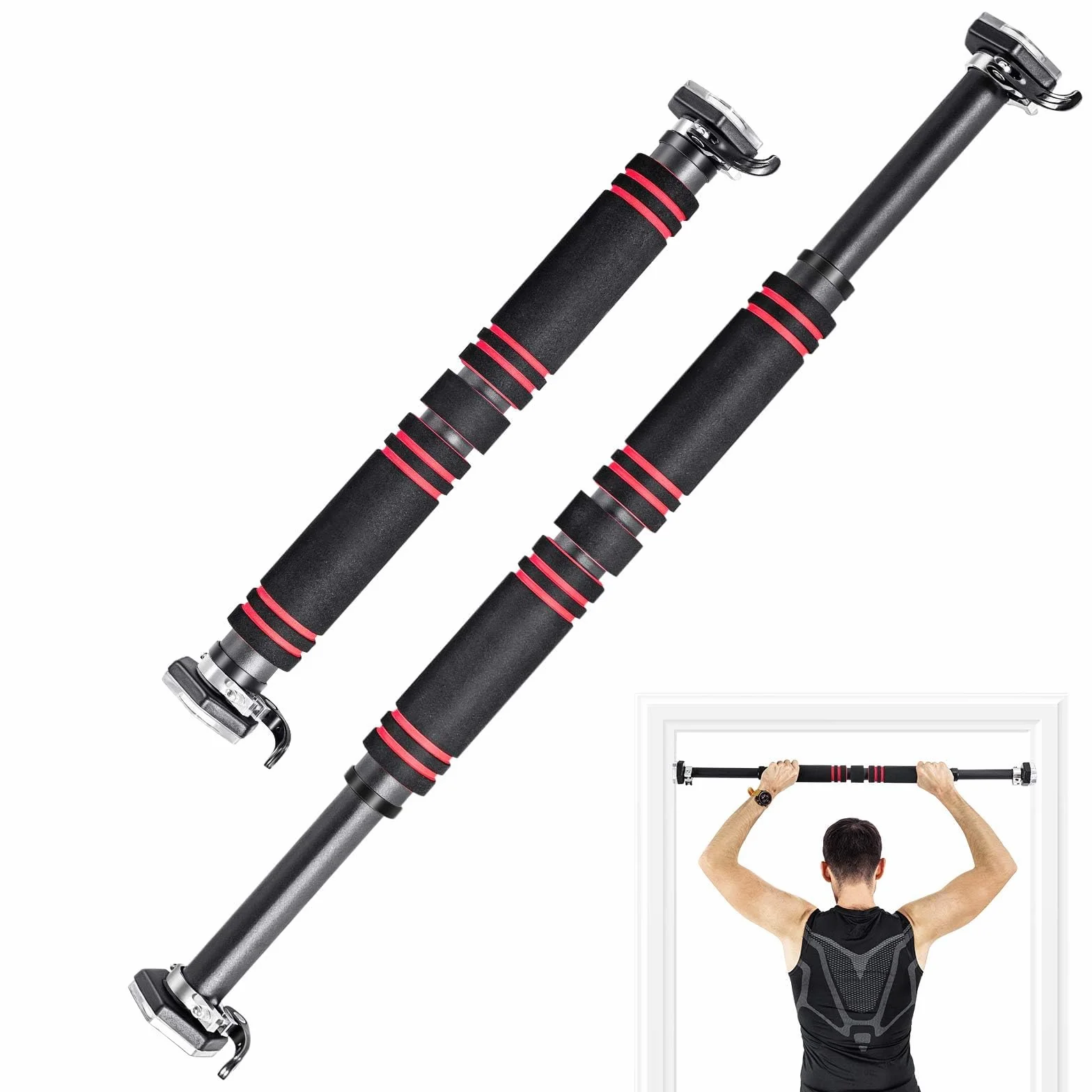 COSTWAY Drążek do podciągania do futryny drzwi 120 kg 65-100 cm regulowany