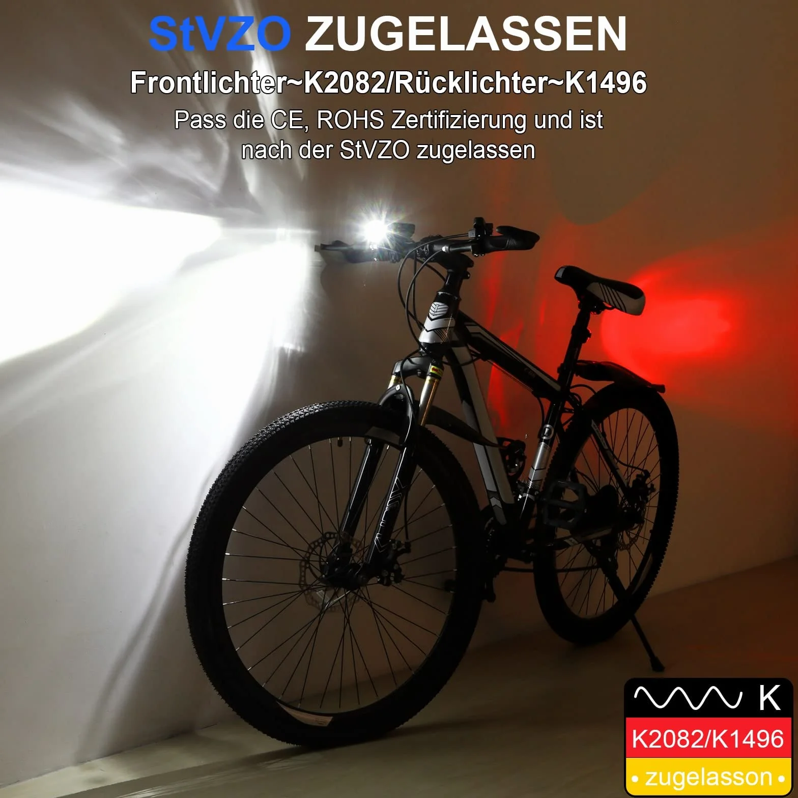 toptrek Światło rowerowe, ładowane przez USB, światło rowerowe typu C, dopuszczone do ruchu drogowego (obowiązują przepisy lokalne), światło rowerowe przednie do 70 luksów z tylnym światłem, odporne