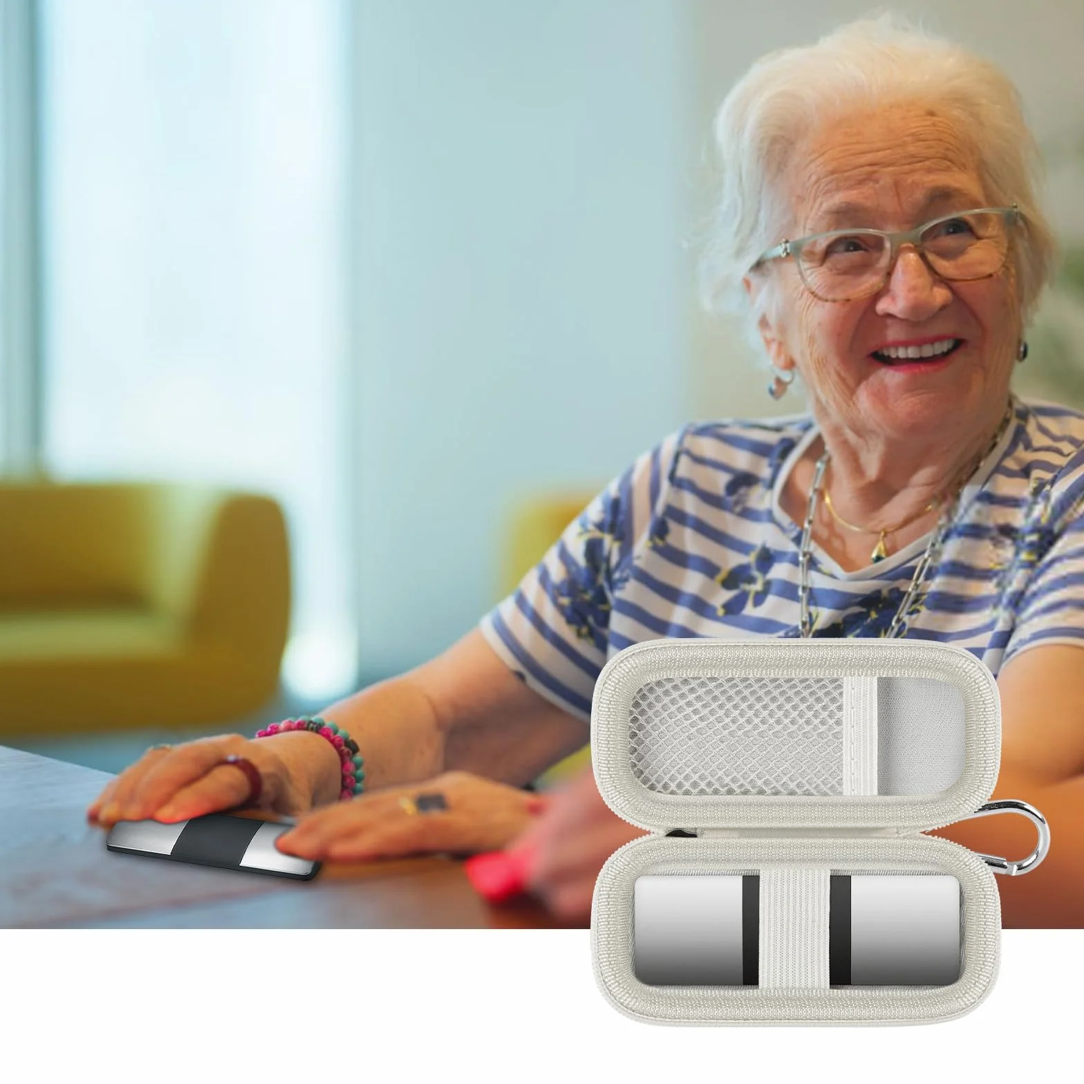 Etui na monitor serca kompatybilne z AliveCor KardiaMobile 6L – monitor EKG 6 pomiarów do Apple i Android (szare)