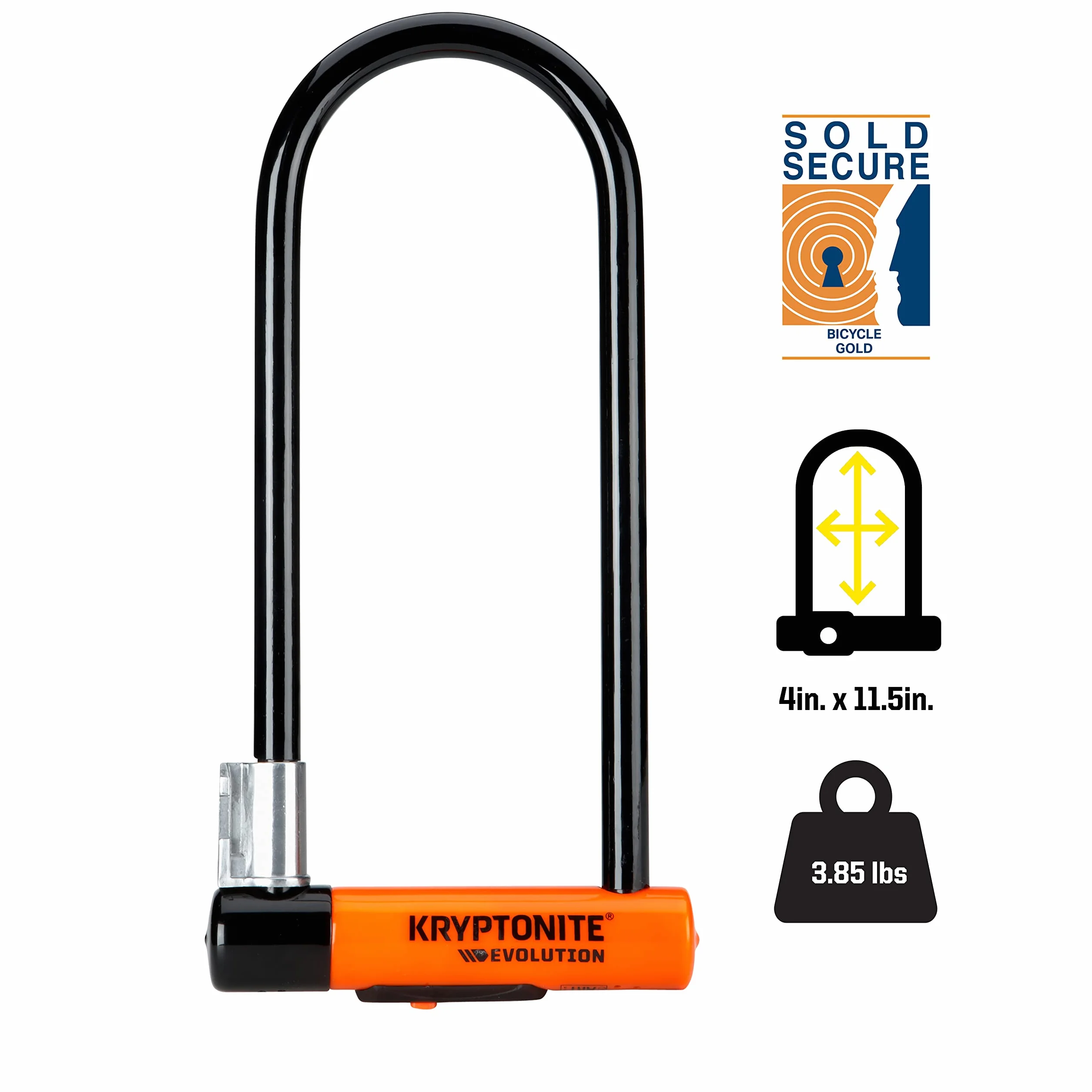 Kryptonite Evolution Series-4 LS Heavy Duty blokada roweru z blokadą roweru z uchwytem typu Transit FlexFrame (10,5 cm x 11,5 cm)