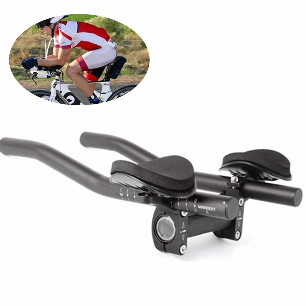Kierownica Aerobars, Podpórka Rowerowa Triathlon ze Stopu Aluminium Poduszki z Gąbki Regulowane ramię z Podkładkami Pasuje do Kalibru 31,8 26 25,4 (Black)