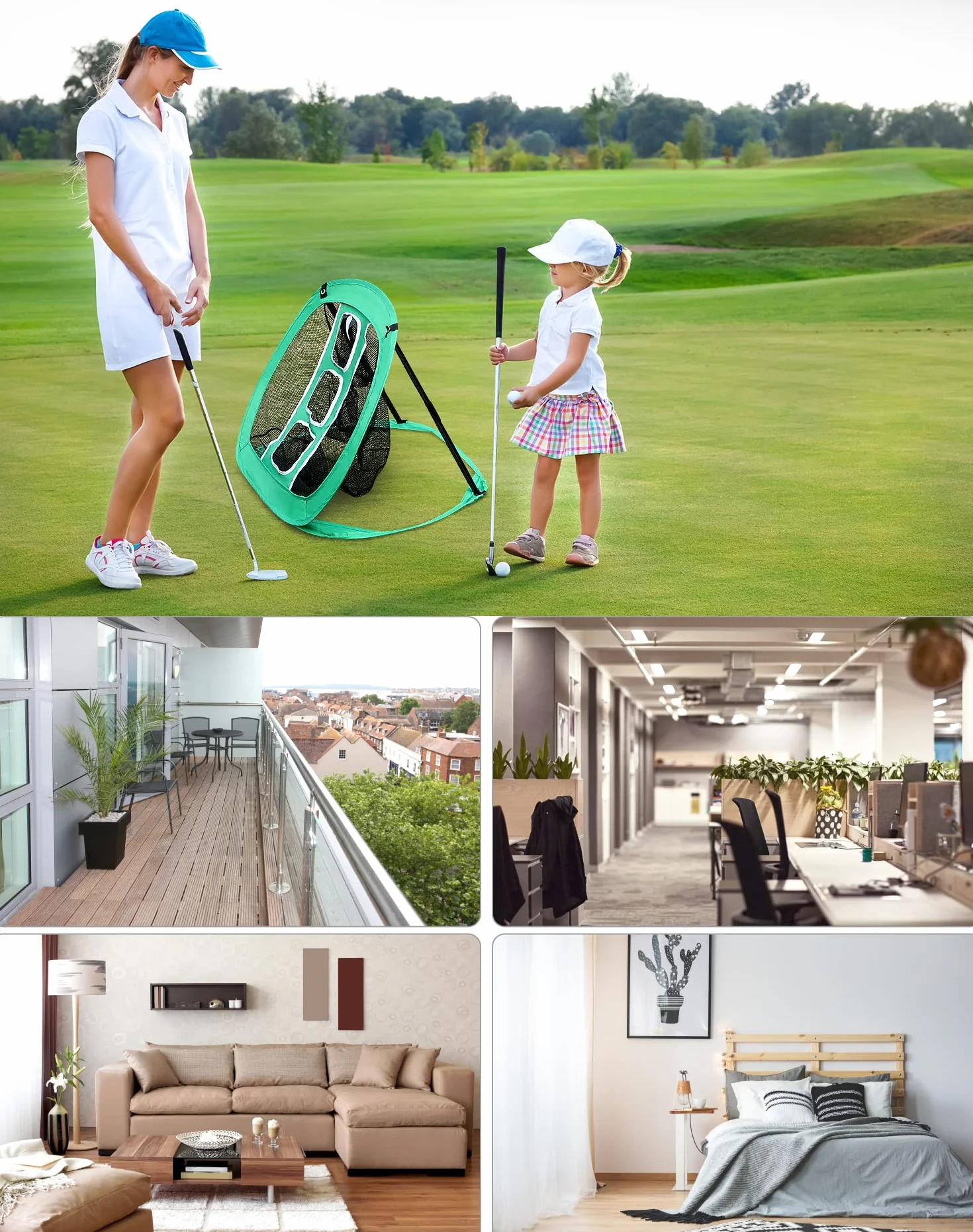 Siatka do ćwiczeń golfowych z 2 matami i 12 piłkami treningowymi