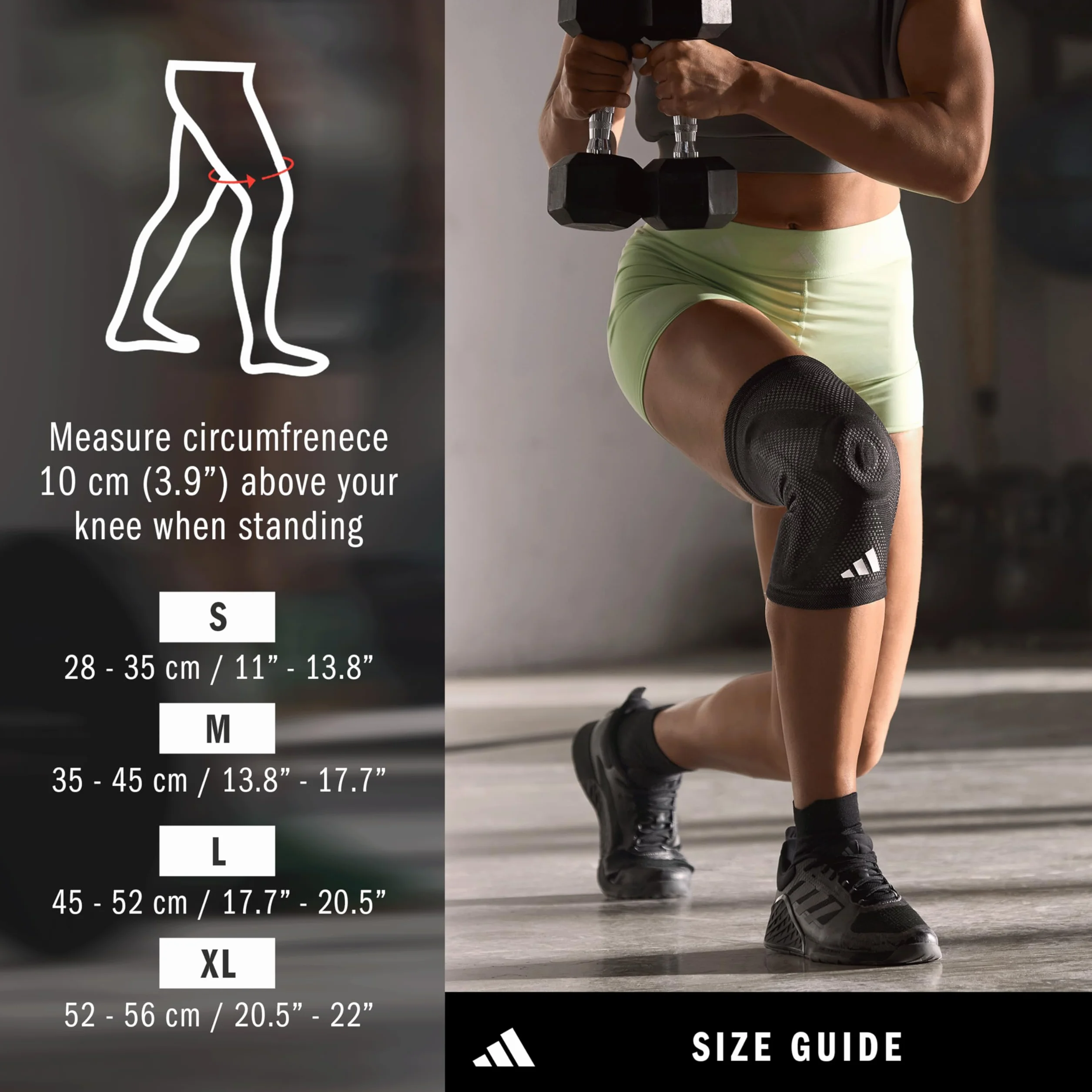 adidas Aeroready bandaż na kolana, oddychający, kompresyjny, ergonomiczny kształt (M)