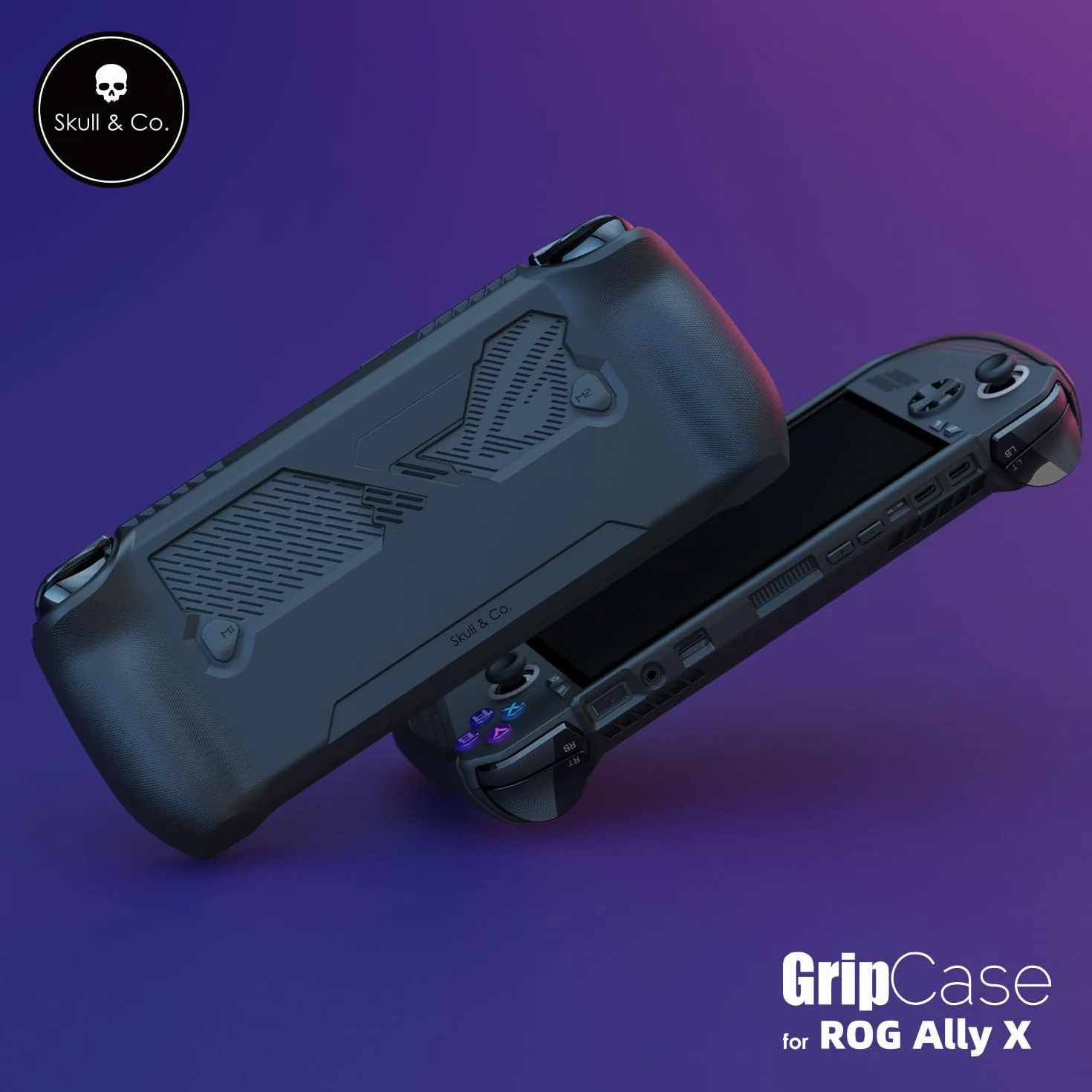 Skull & Co. GripCase Ally for ROG Ally X: A Soft Protective Case with Textured Grips Full Protection and Stand, Shock-Absorption Anti-Slip and Anti-Scratch Cover Design - Coyote Gray
